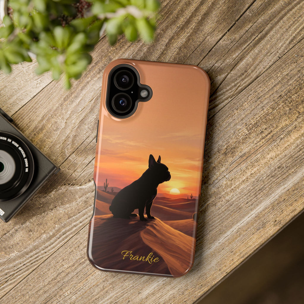 Personalized French Bulldog Desert Sunset Phone Case — Wireless Charging Cover