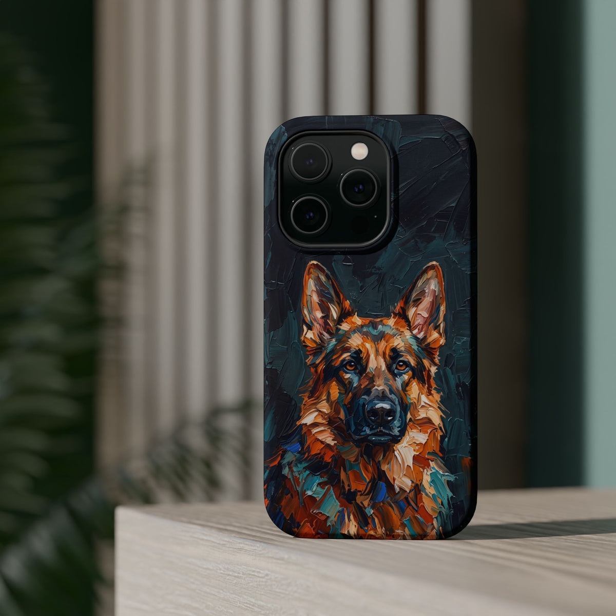 German Shepherd Phone Case | Palette Knife Painting Art — Tough Magnetic Case with Wireless Charging