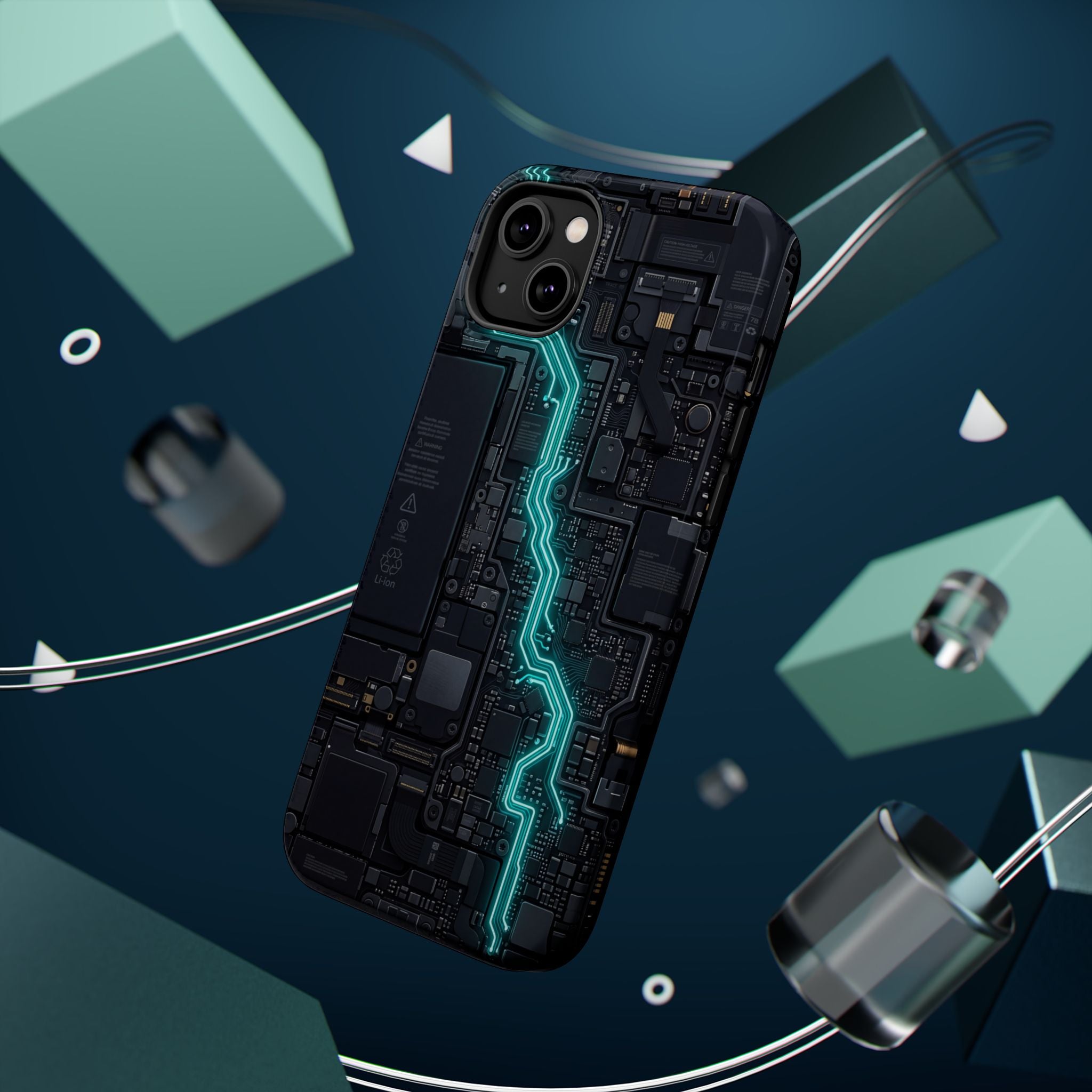 Cyan Bolt Electrician Phone Case — Electric Circuit Wireless Charging Cover