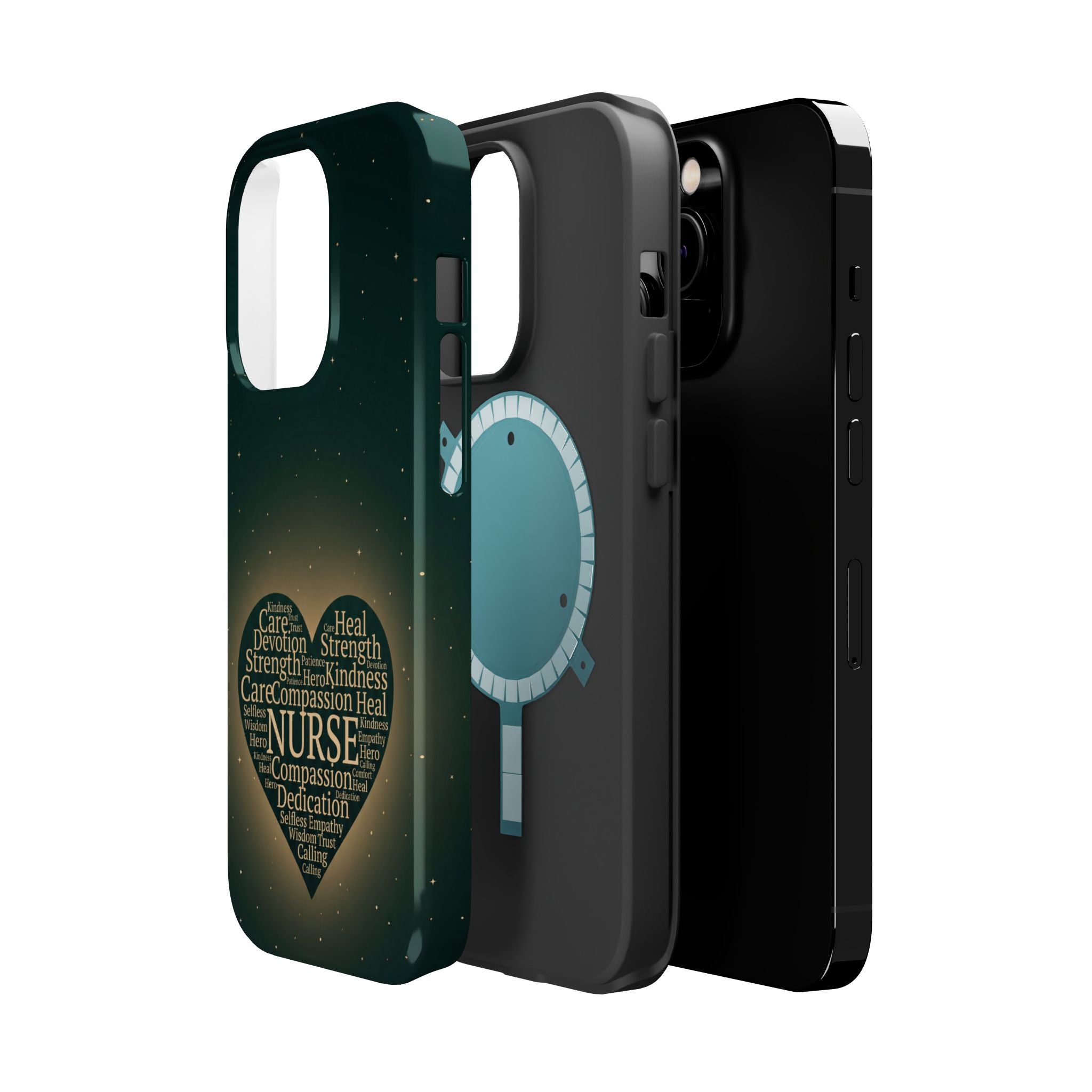 Nurse Heart Word and Art Phone Case — Impact-Resistant Wireless Charging Cover