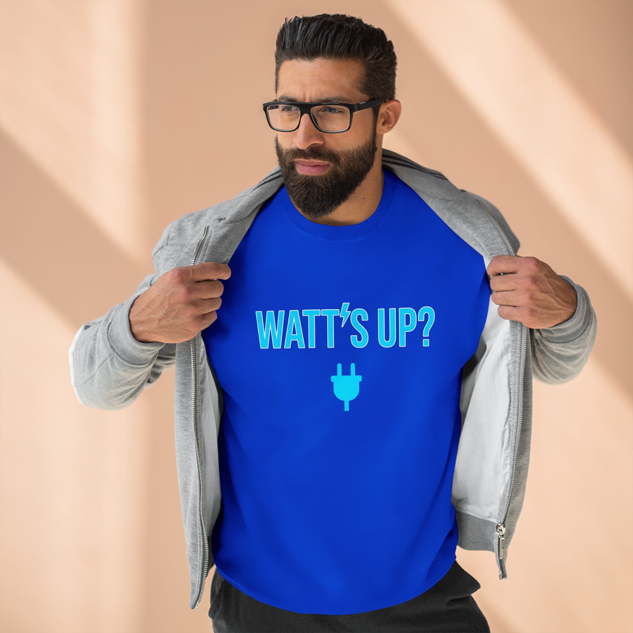 Watt's Up Electrician Sweatshirt | Funny Electrician Gift Crewneck
