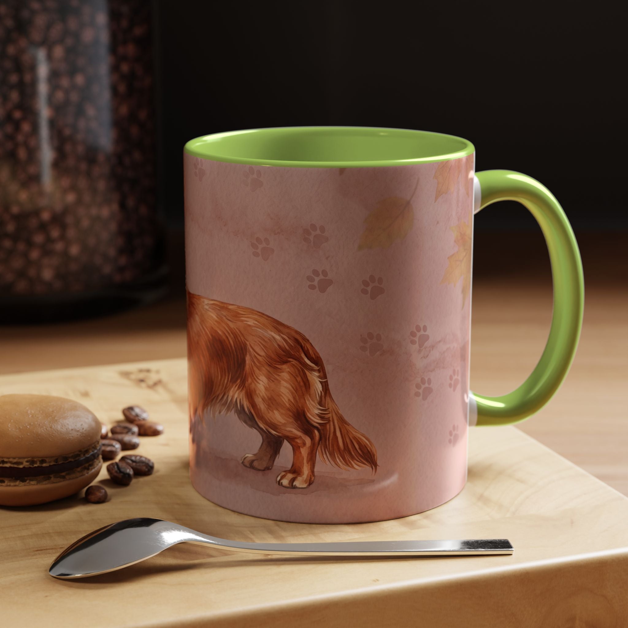 Dachshund Lover Mug | Long-Haired Wiener Dog with Plaid Bandana, Dusty Rose Watercolor Dog Gift