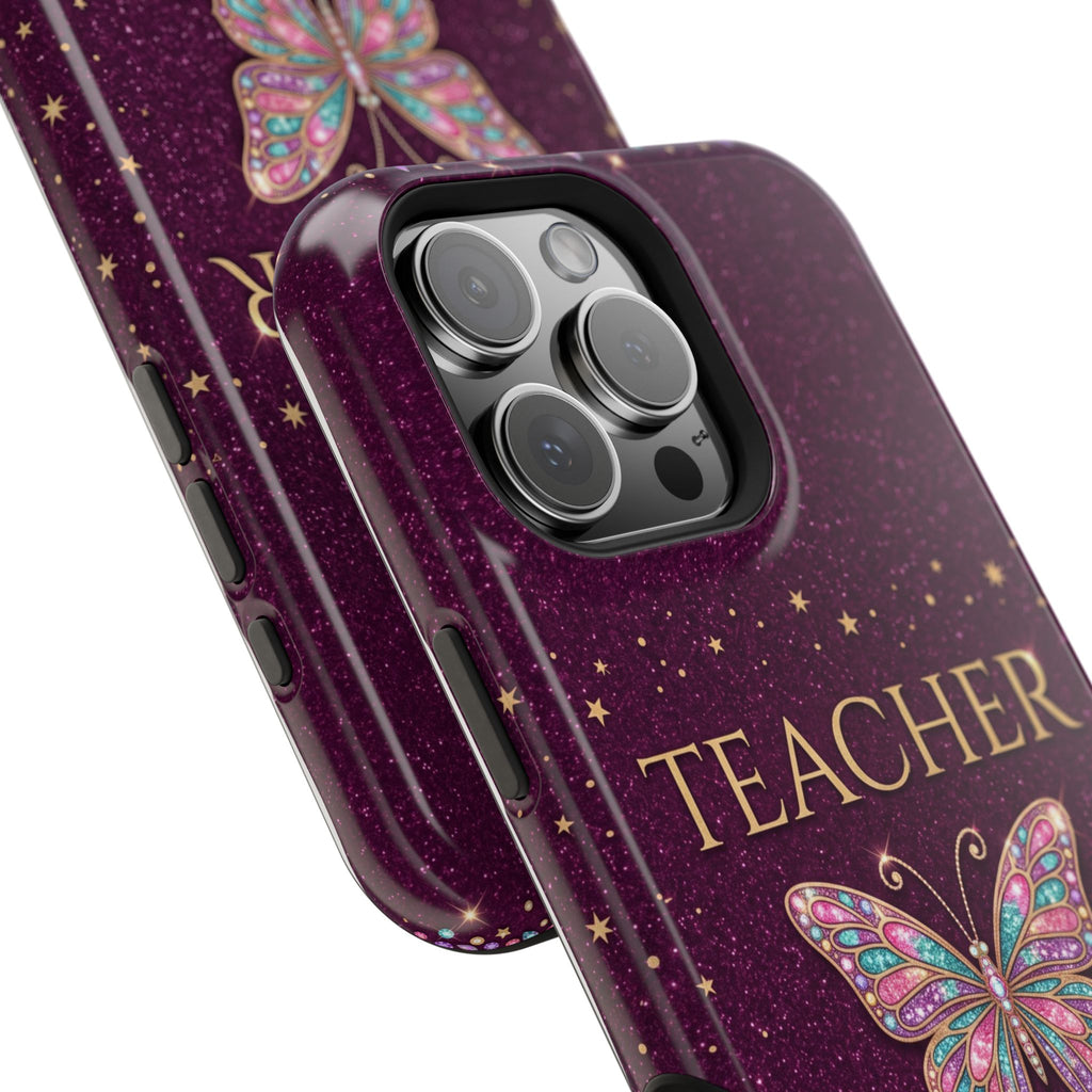 Teacher Life Glitter Butterfly Phone Case — Wireless Charging Cover