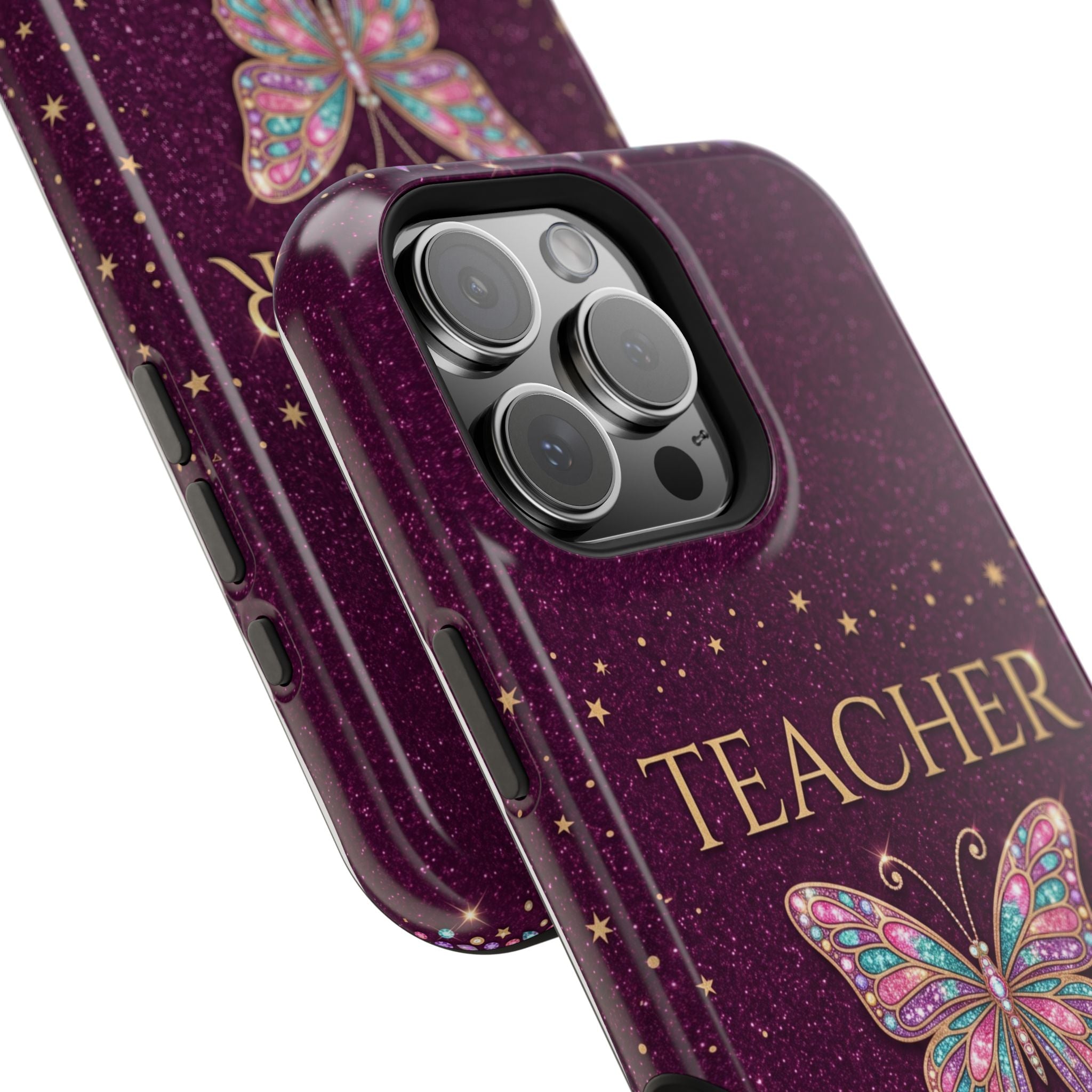 Teacher Life Glitter Butterfly Phone Case — Wireless Charging Cover