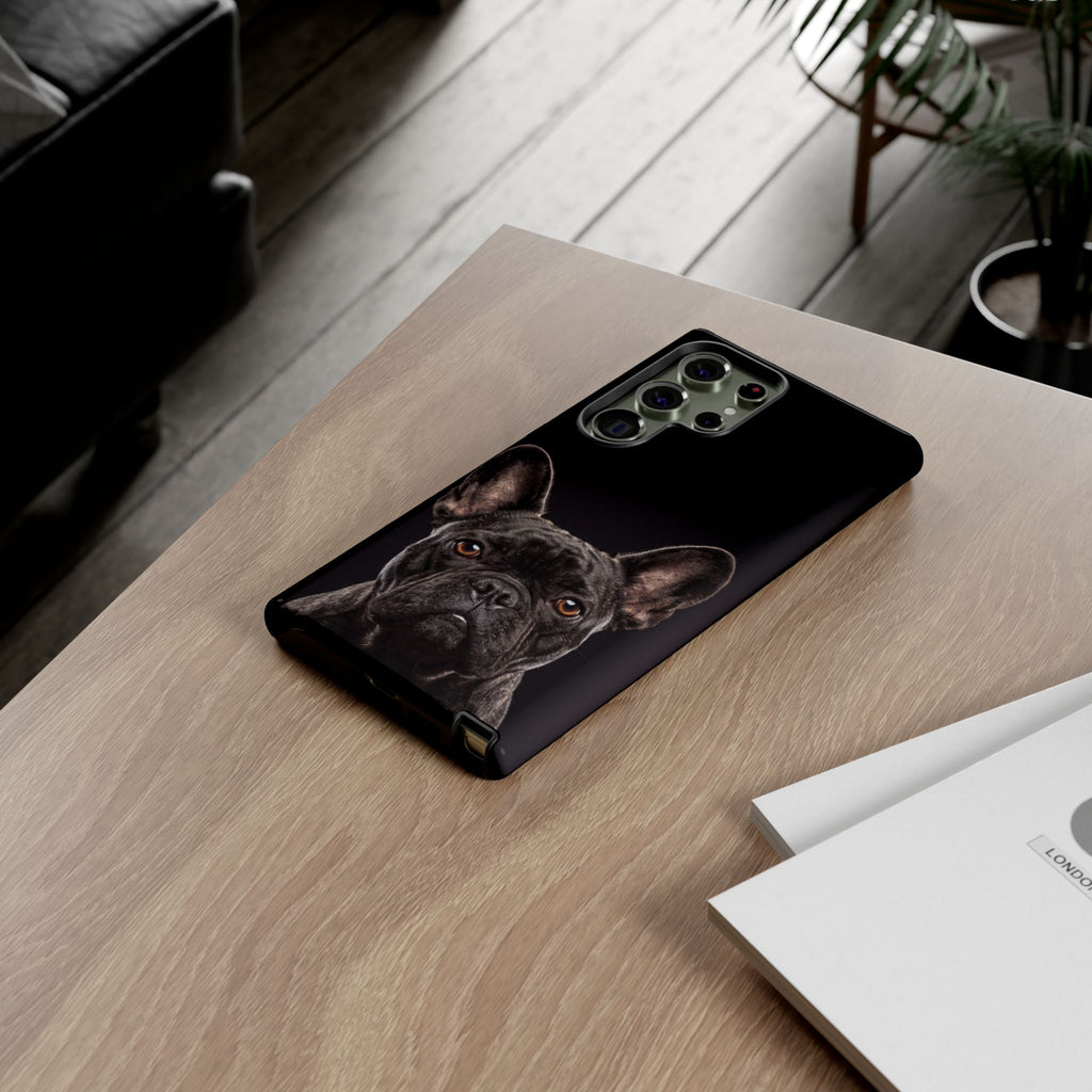 Front-Facing French Bulldog Phone Case | Dramatic Black Studio Portrait | Samsung & iPhone