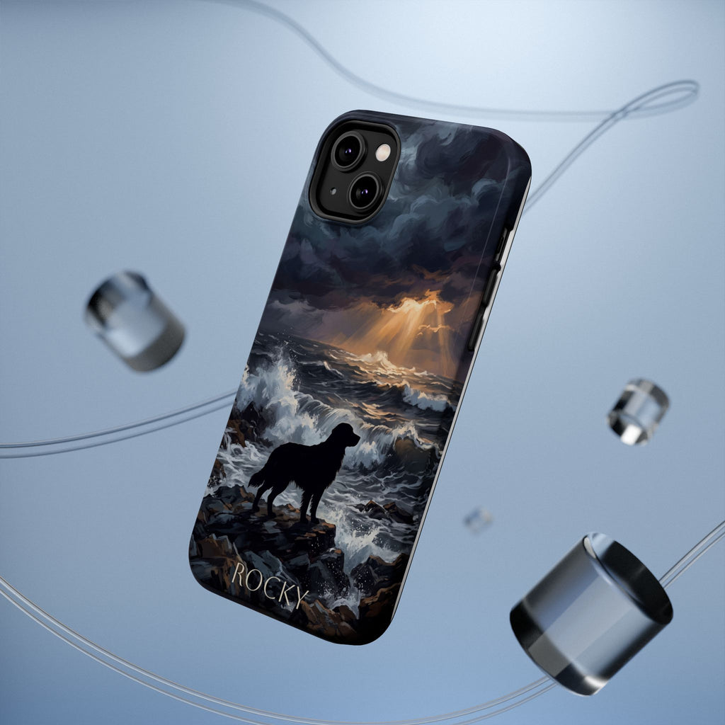Personalized Golden Retriever Stormy Sea Phone Case — Wireless Charging Cover