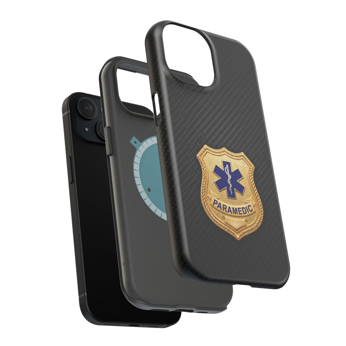 Gold Paramedic Badge Black Phone Case — Magnetic Wireless Charging Cover