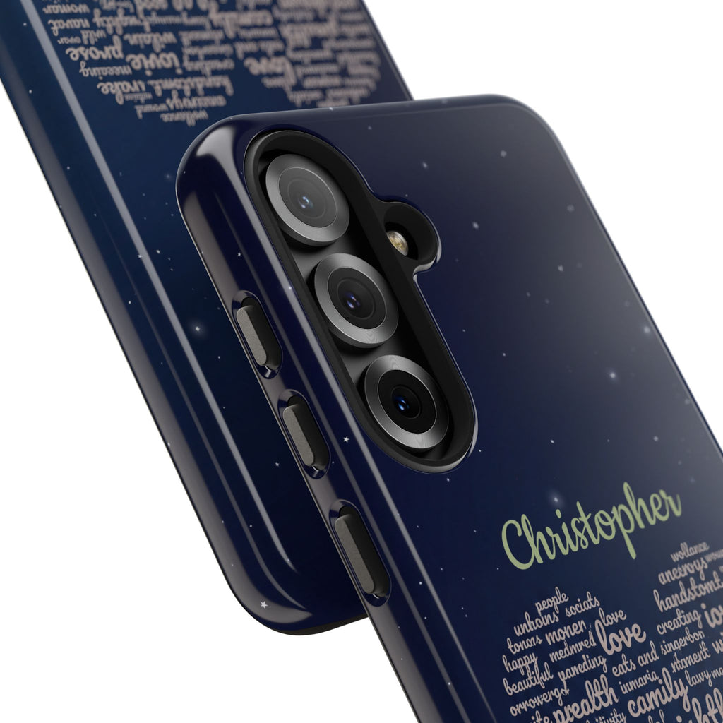 Personalized Teacher Heart Word Cloud Phone Case — Custom Name Starry Design