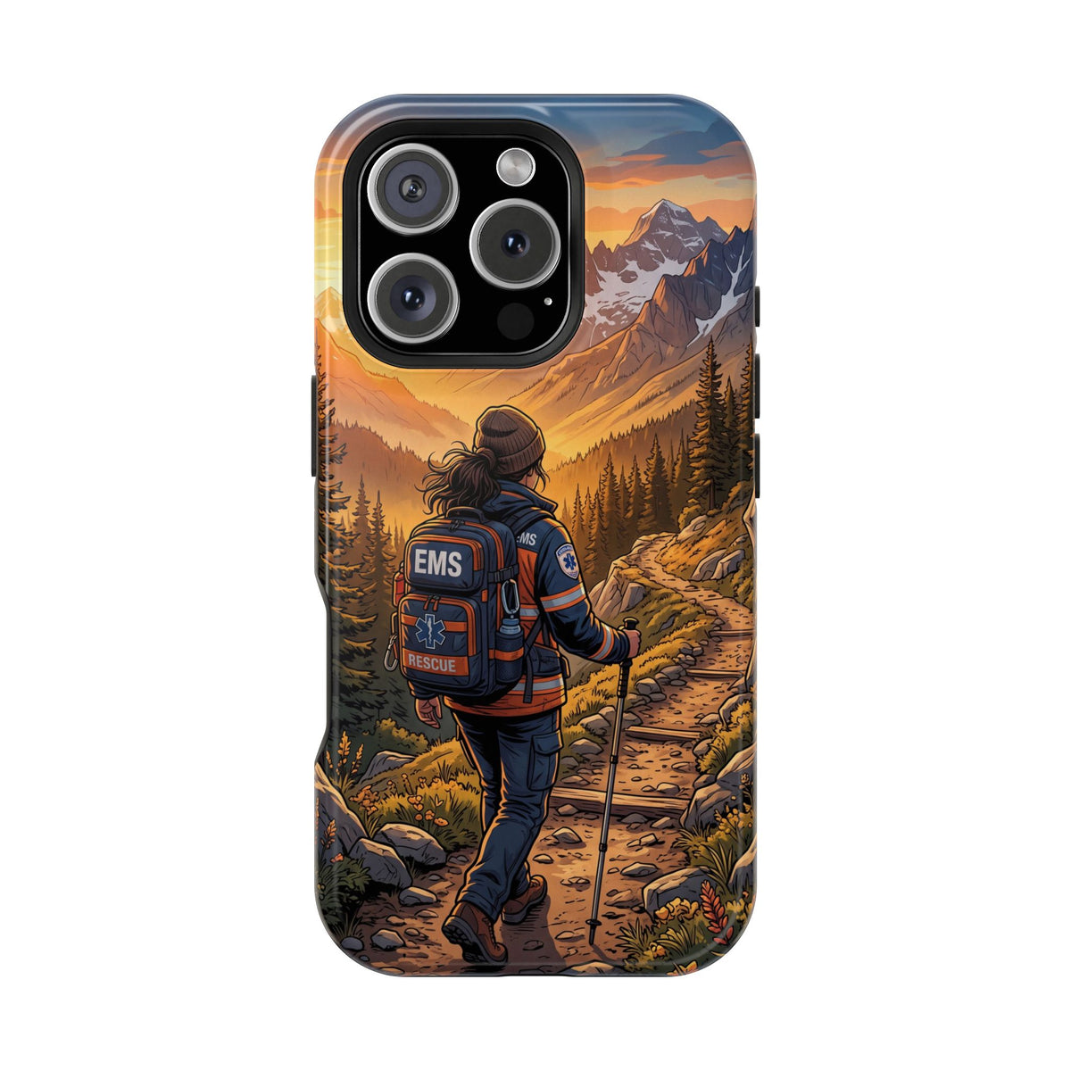 Paramedic/EMT Mountain Phone Case — Magnetic Wireless Charging Cover