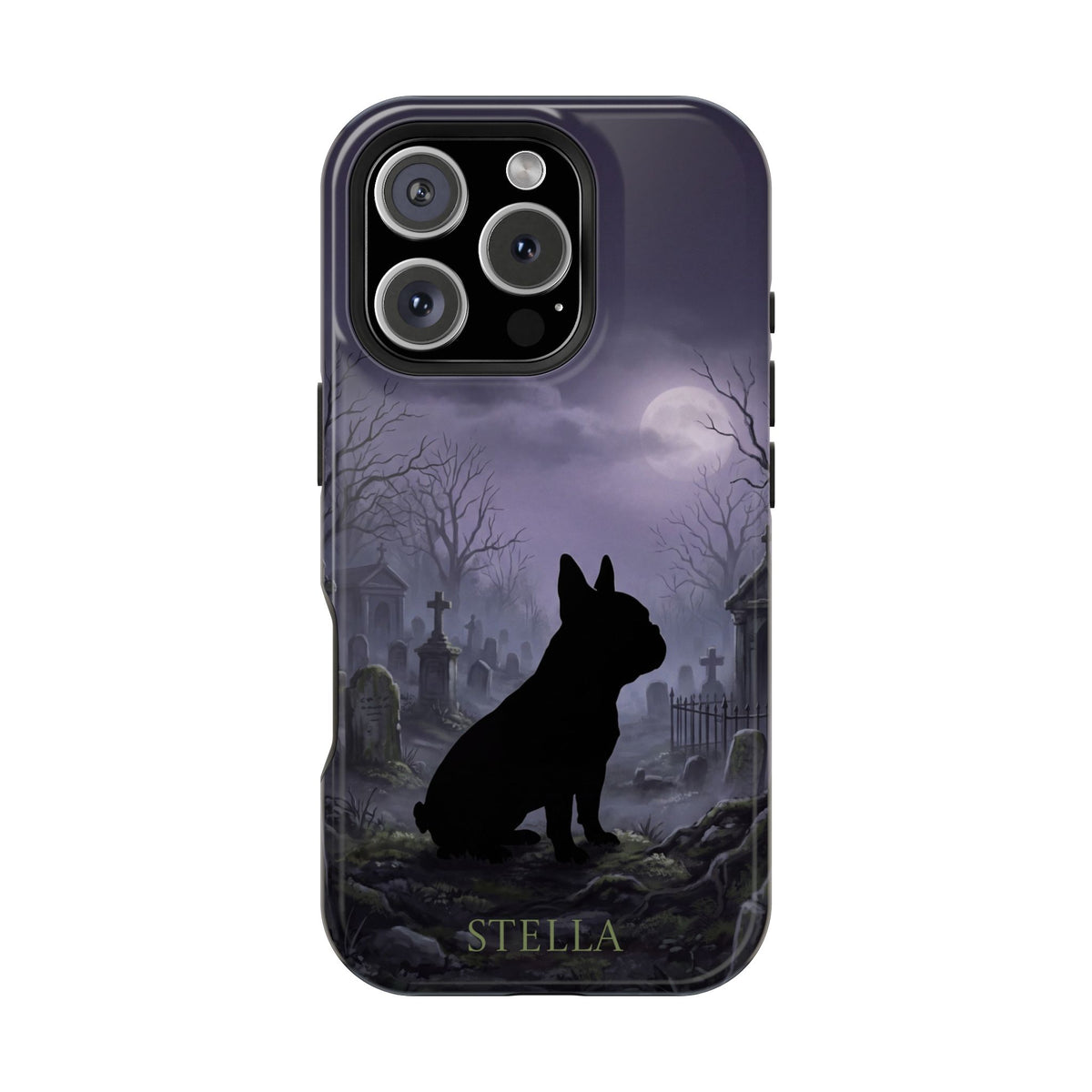 Personalized French Bulldog Moonlit Graveyard Phone Case — Wireless Charging Cover