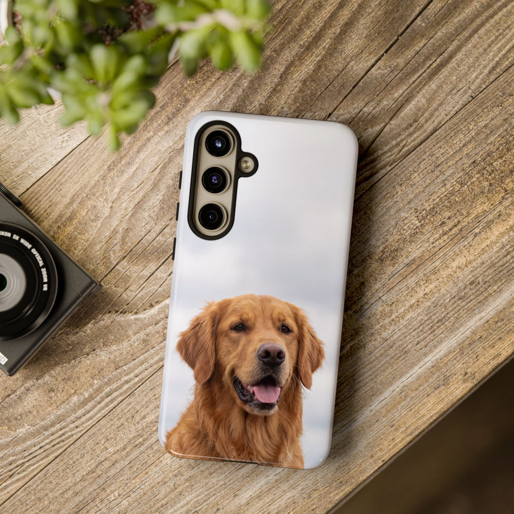 Golden Retriever Portrait Phone Case | Happy Dog Photo on Soft Sky Background | Samsung & iPhone