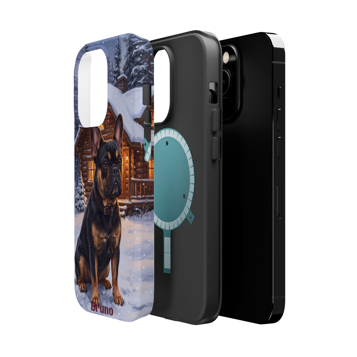 Personalized French Bulldog Cozy Cabin Phone Case — Wireless Charging Cover