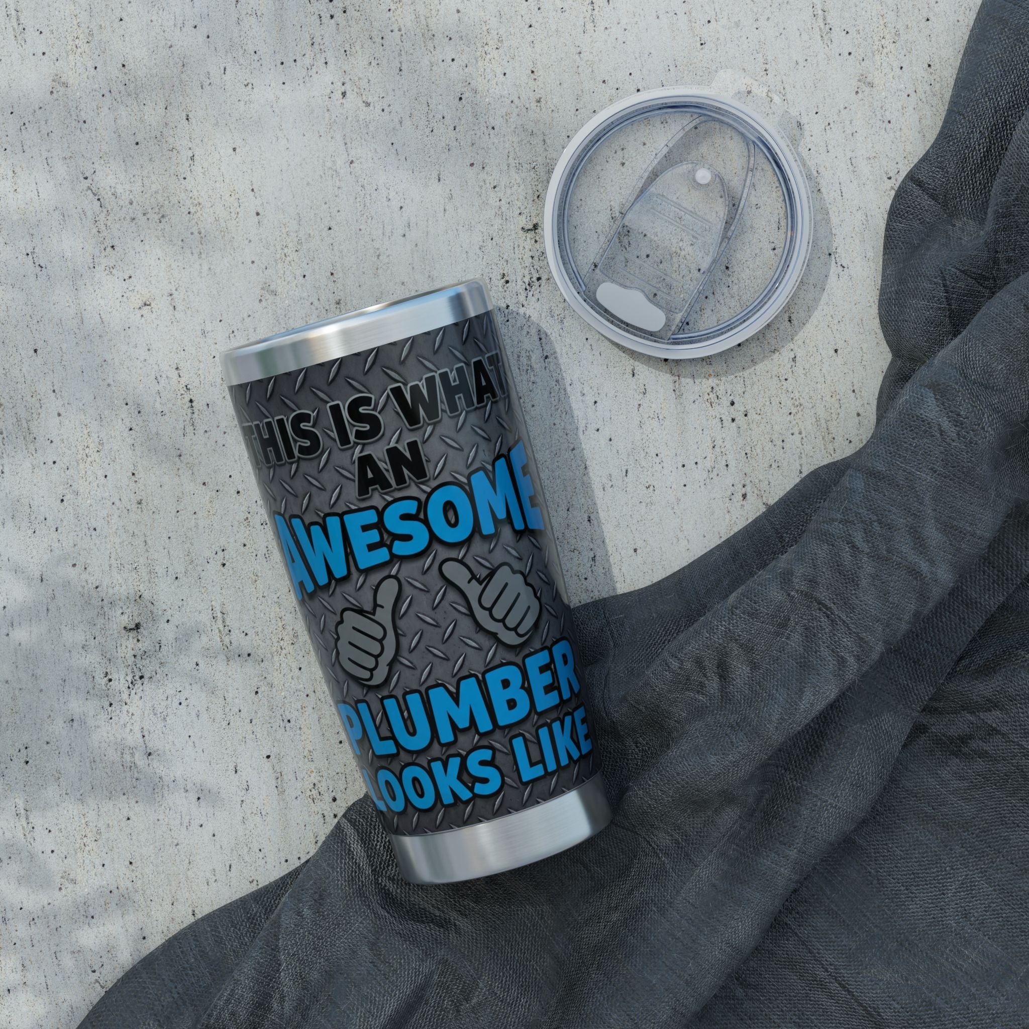 Funny Plumber Tumbler – "This Is What An Awesome Plumber Looks Like" Metallic Design 20 oz