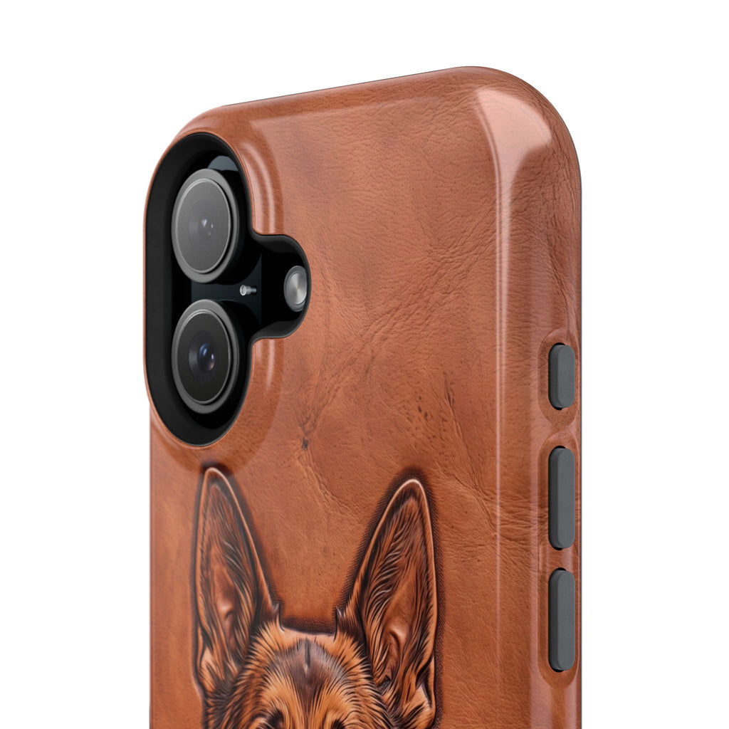 German Shepherd Phone Case | Western Tooled Art — Tough Magnetic Case with Wireless Charging