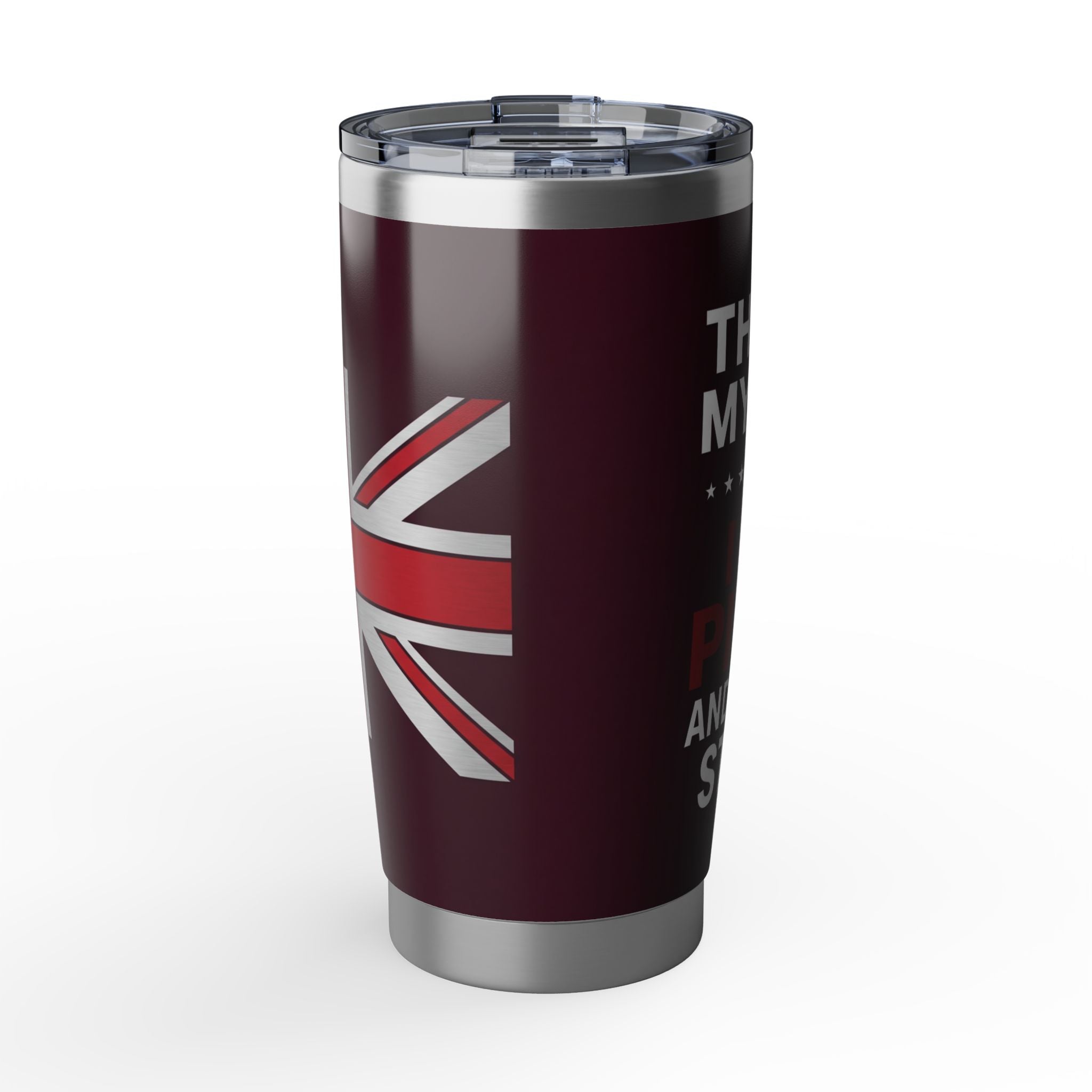 Funny Plumber Tumbler – UK Flag - "That's My Job" Burgundy Design 20 oz