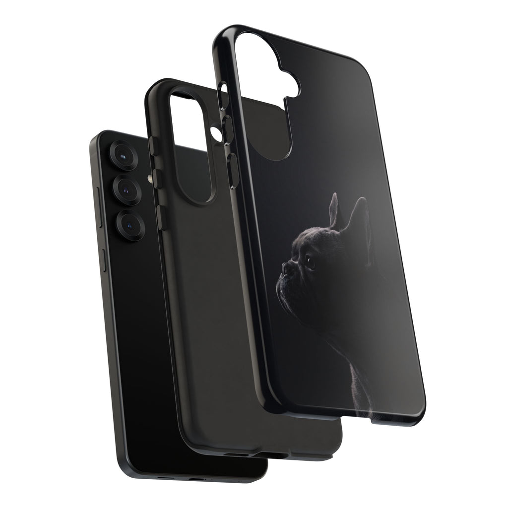 Silhouette French Bulldog Phone Case | Minimalist Black-on-Black Frenchie Profile | iPhone & Samsung