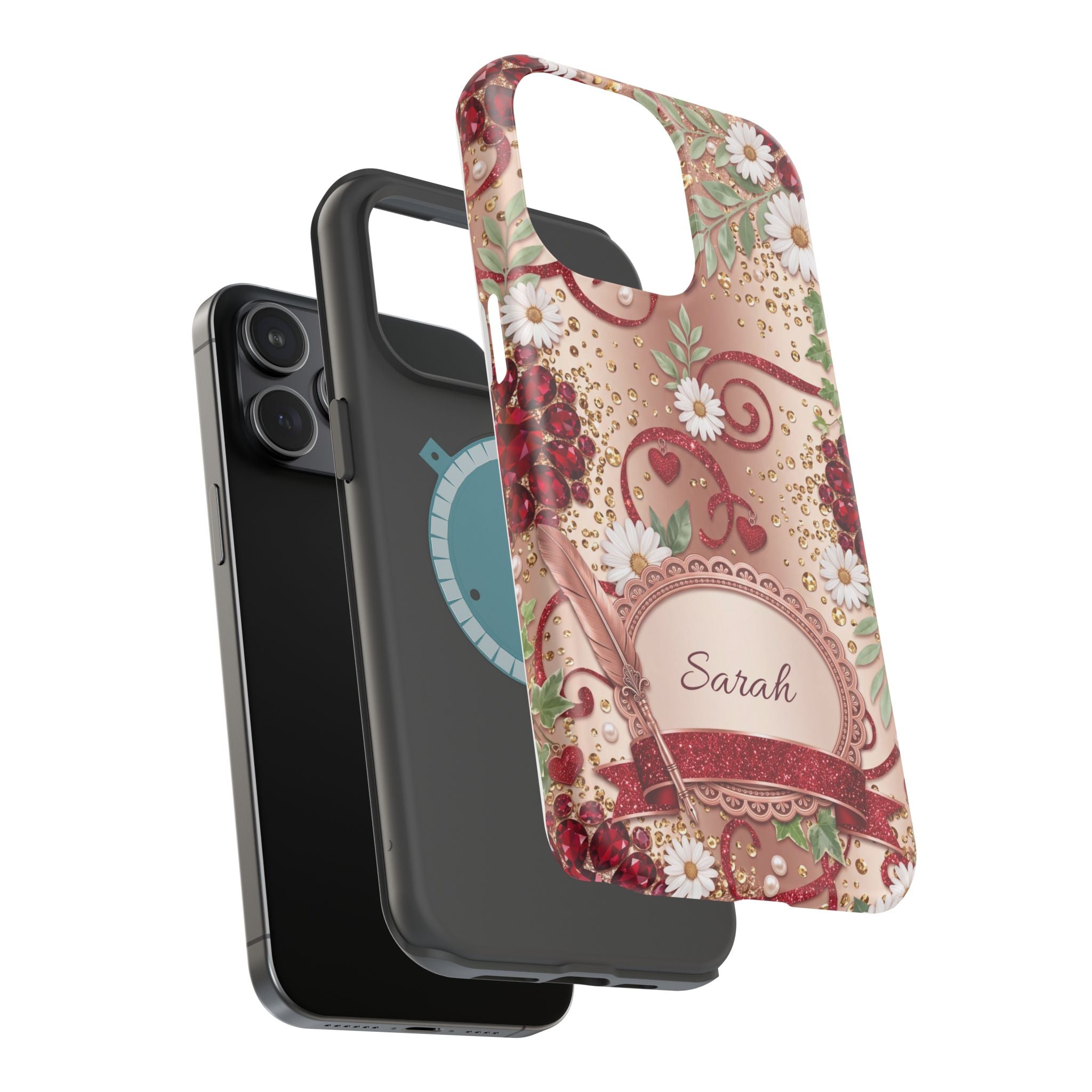 Personalized Vintage Floral Teacher Phone Case — Wireless Charging Cover