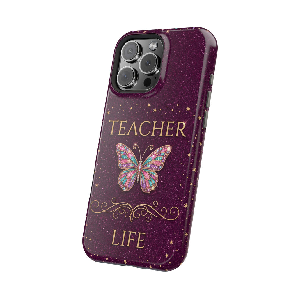 Teacher Life Glitter Butterfly Phone Case — Wireless Charging Cover