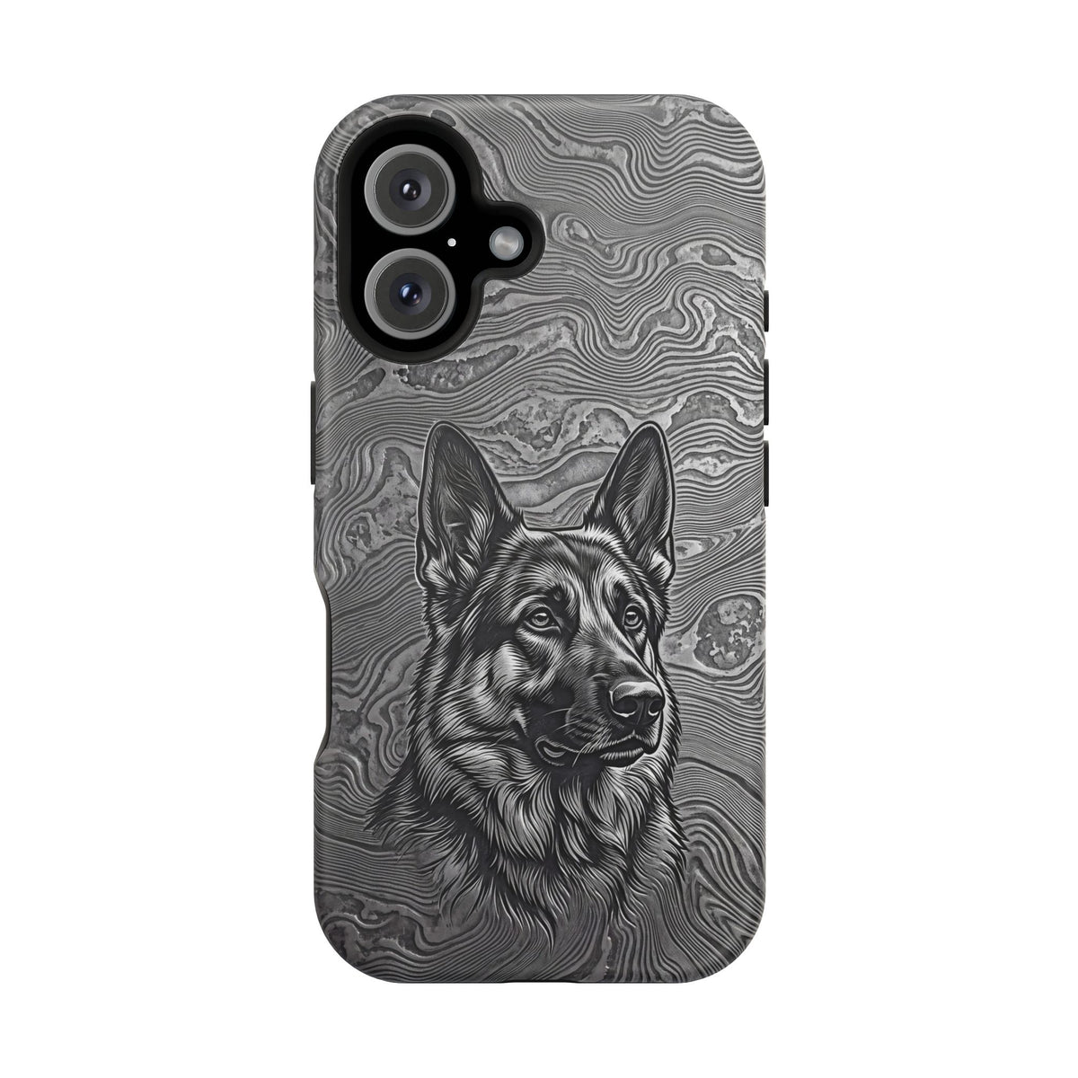 German Shepherd Phone Case | Damascus Art — Tough Magnetic Case with Wireless Charging