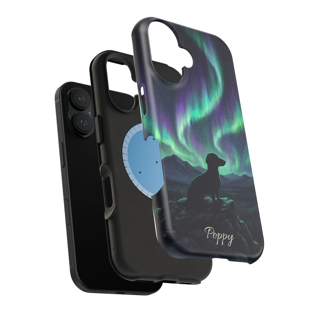 Personalized Dachshund Northern Lights Phone Case — Wireless Charging Cover
