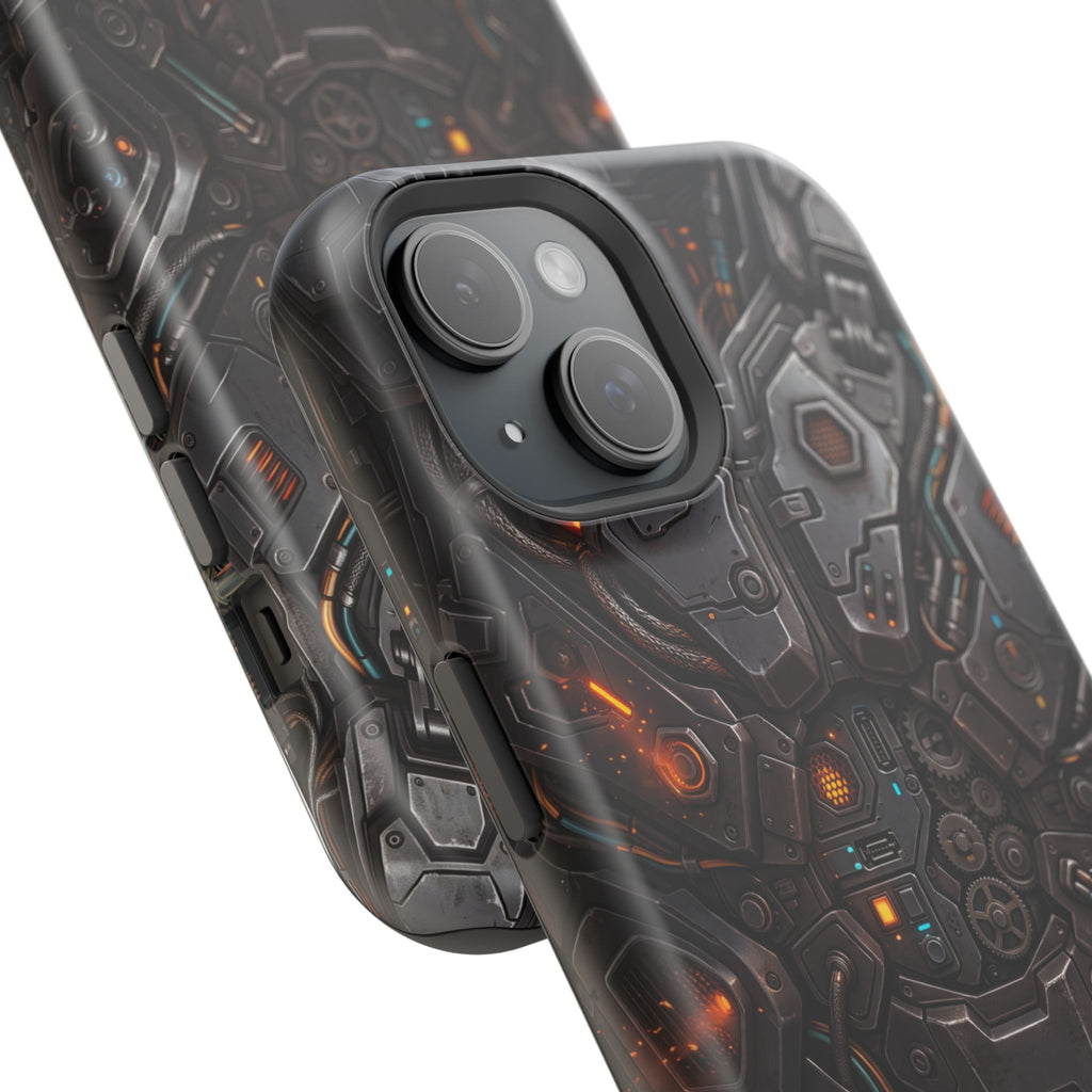 Mech Armor Phone Case — Industrial Circuit Wireless Charging Cover