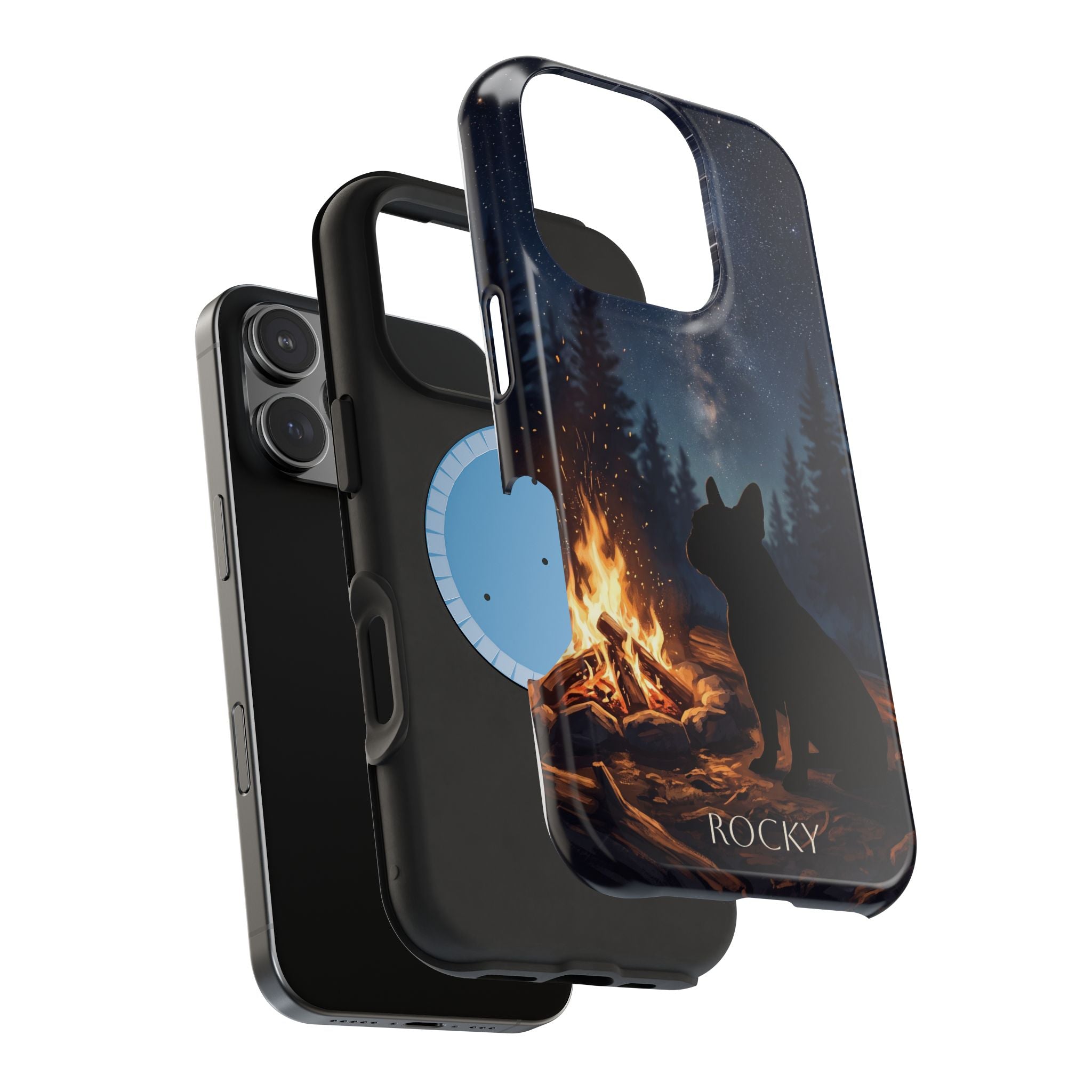 Personalized French Bulldog Campfire Phone Case — Wireless Charging Cover