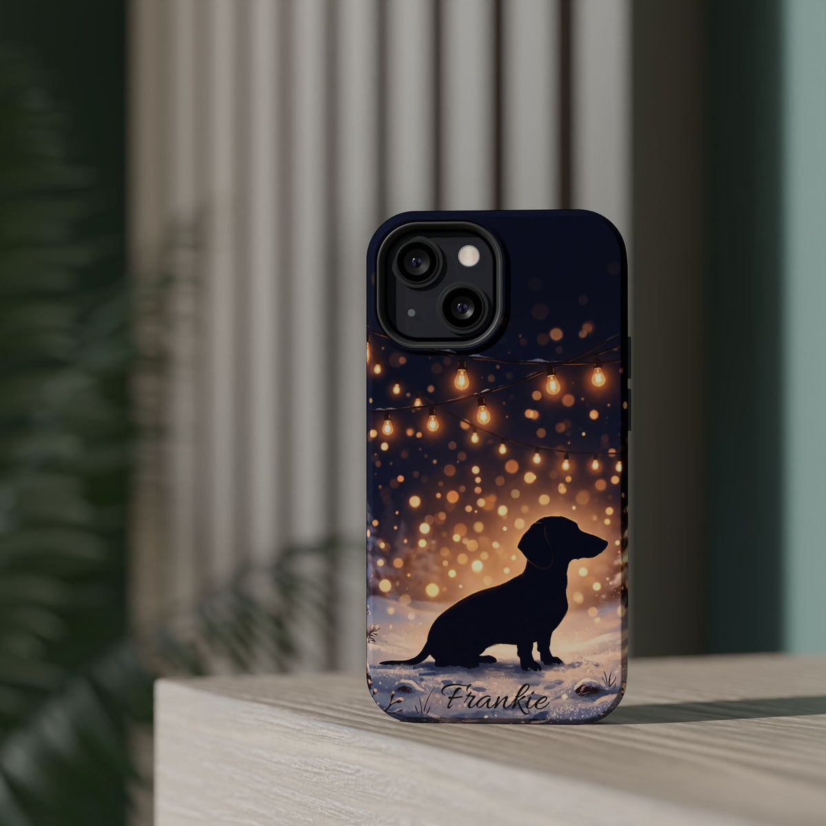 Personalized Dachshund Golden Sparks Phone Case — Wireless Charging Cover