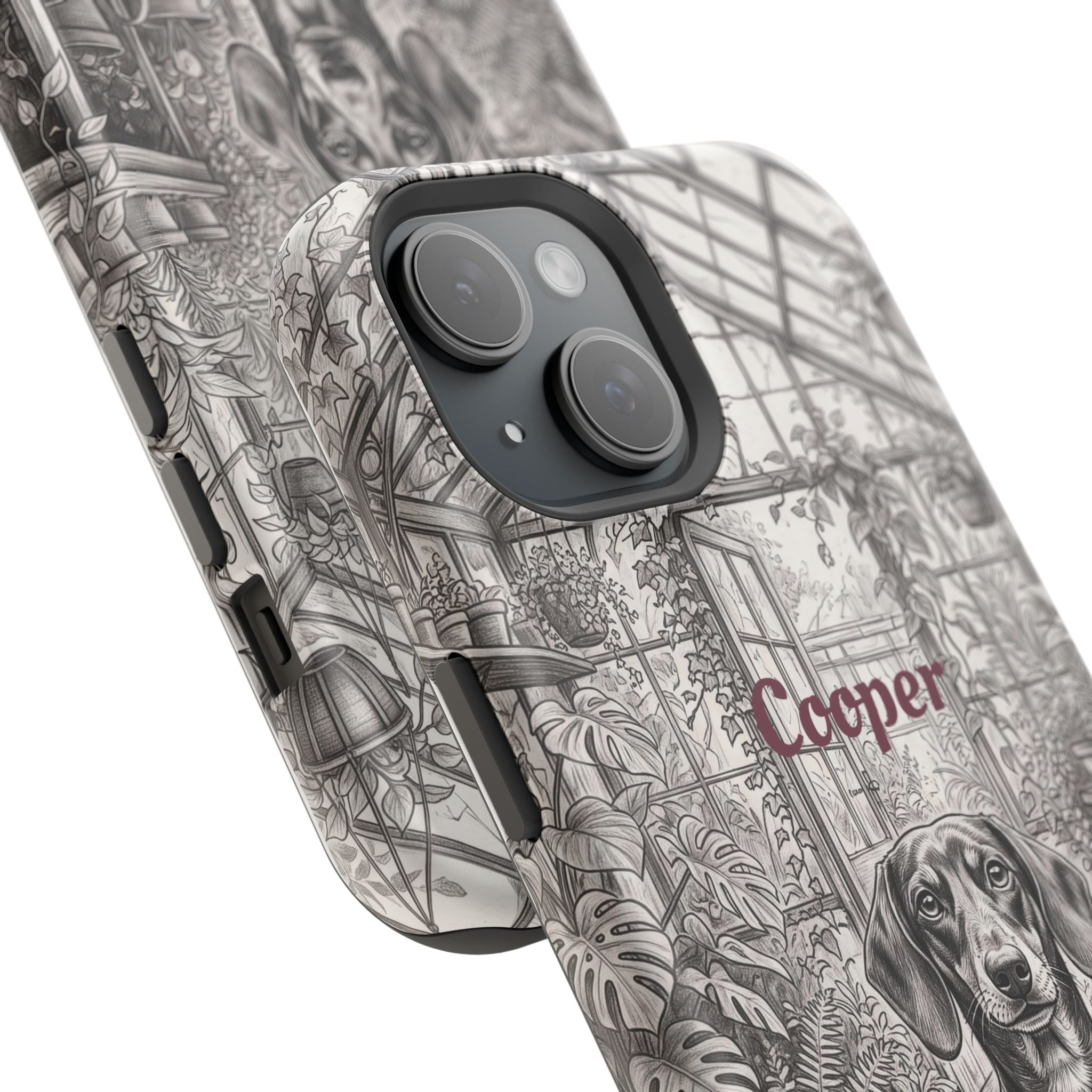 Personalized Dachshund Vintage Greenhouse Phone Case — Wireless Charging Cover