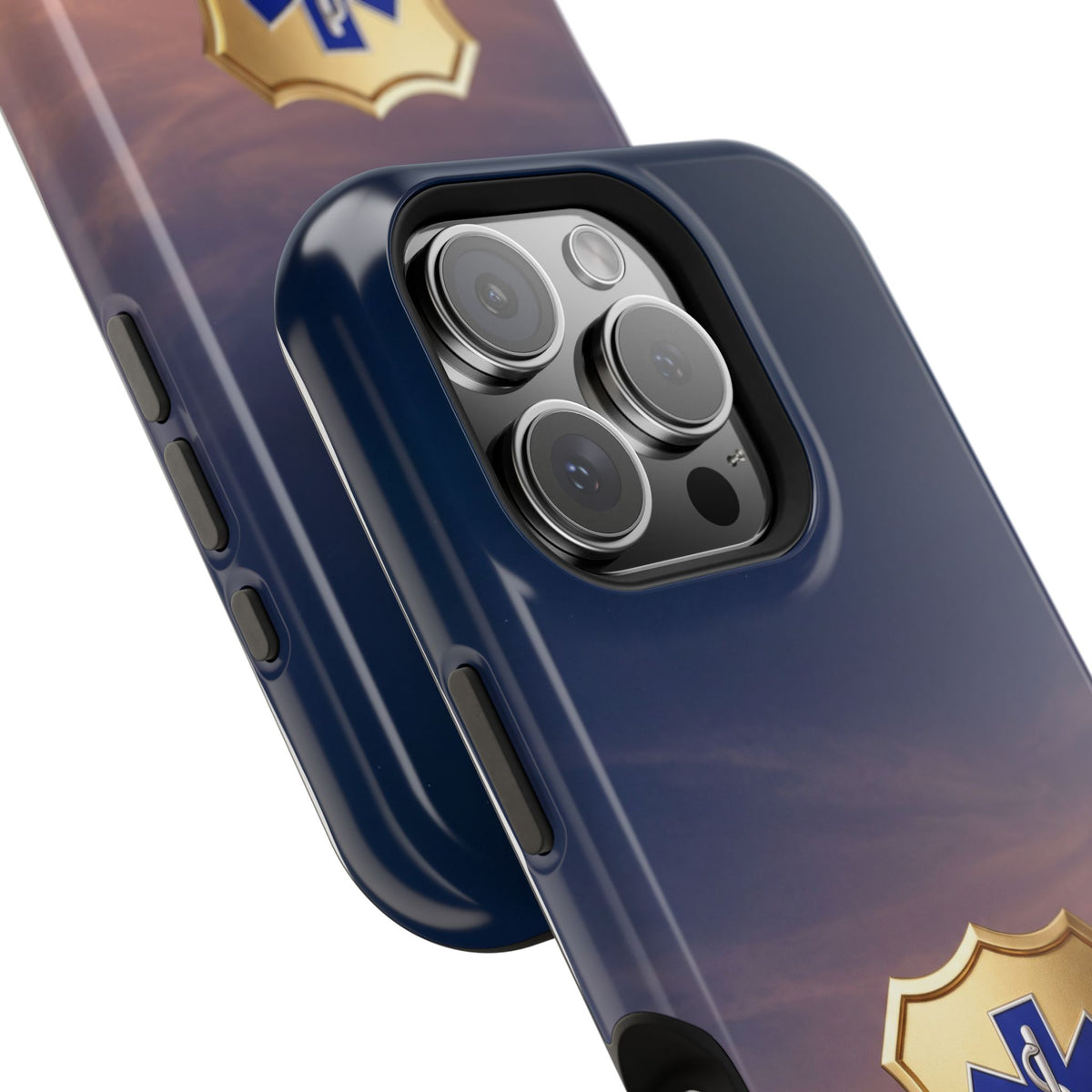 Gold Paramedic Badge Sunset Sky Phone Case — Magnetic Wireless Charging Cover