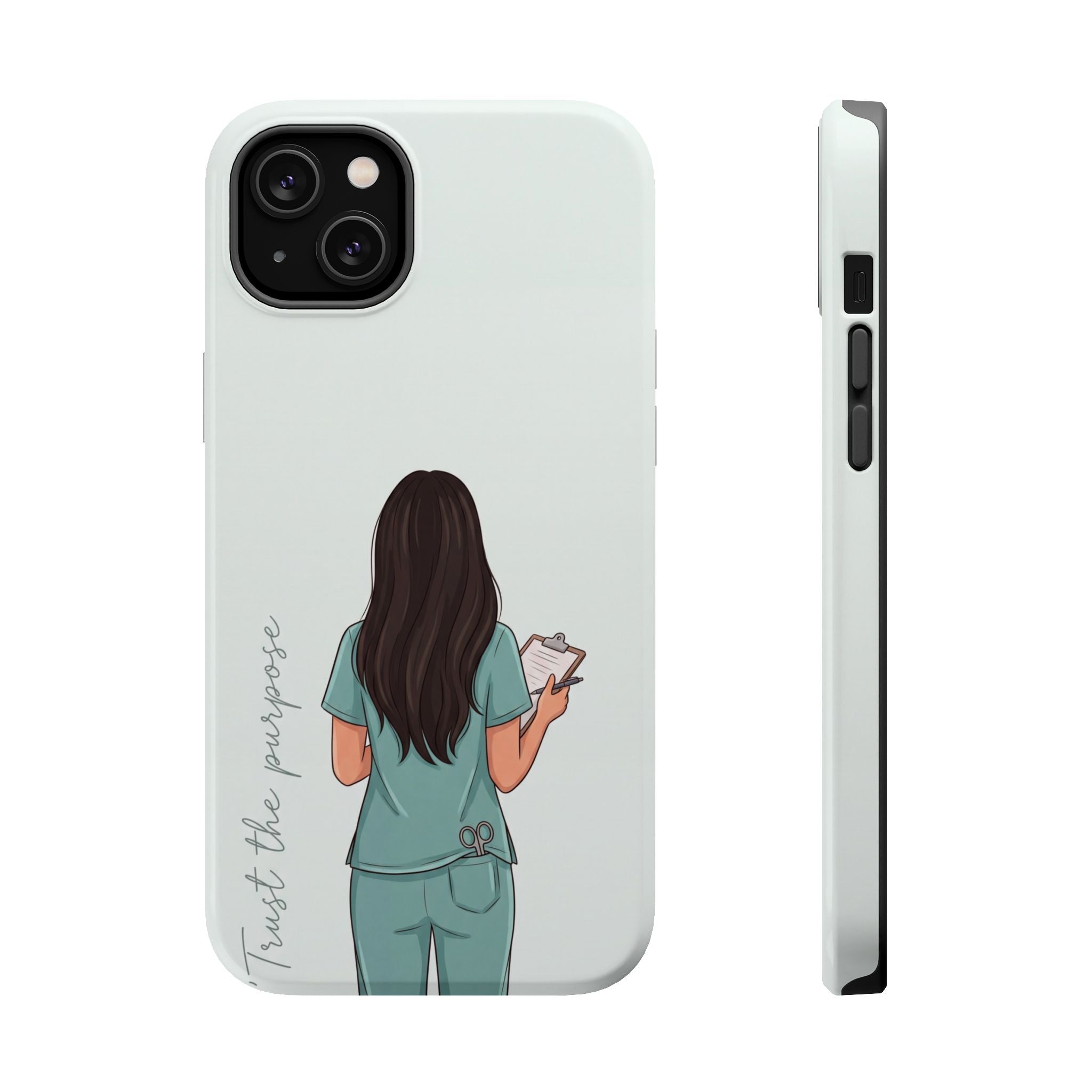 Nurse Illustration Phone Case — Impact-Resistant Wireless Charging Cover