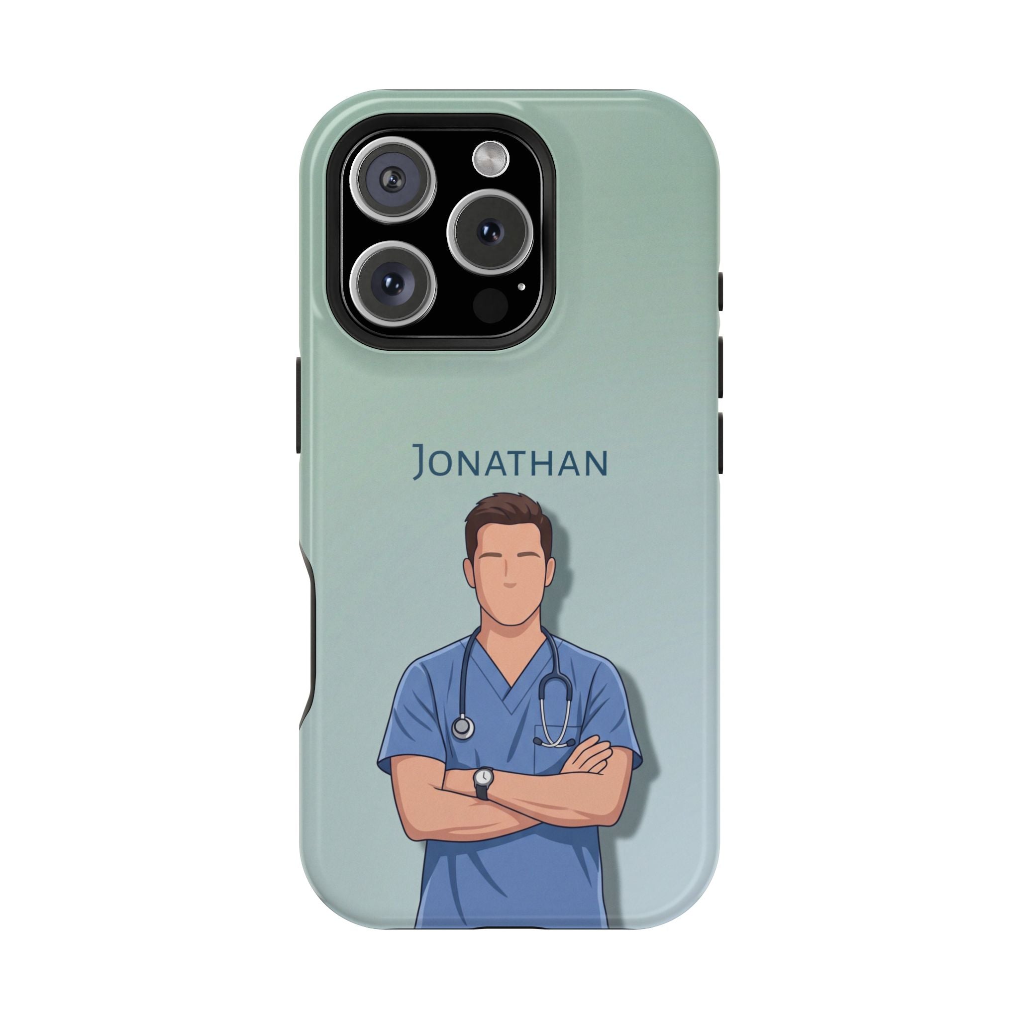 Personalized Nurse Portrait Phone Case — Impact-Resistant Wireless Charging Cover