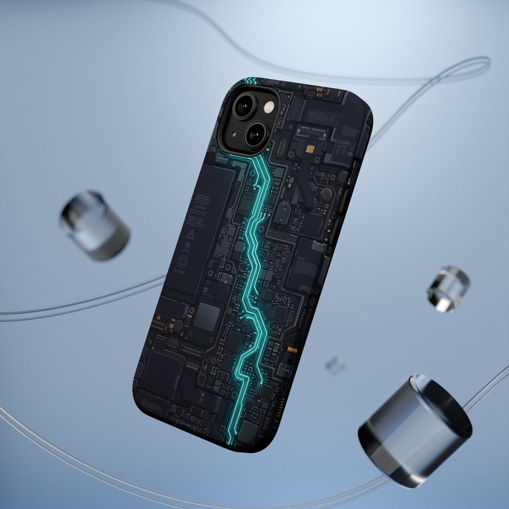Cyan Bolt Electrician Phone Case — Electric Circuit Wireless Charging Cover