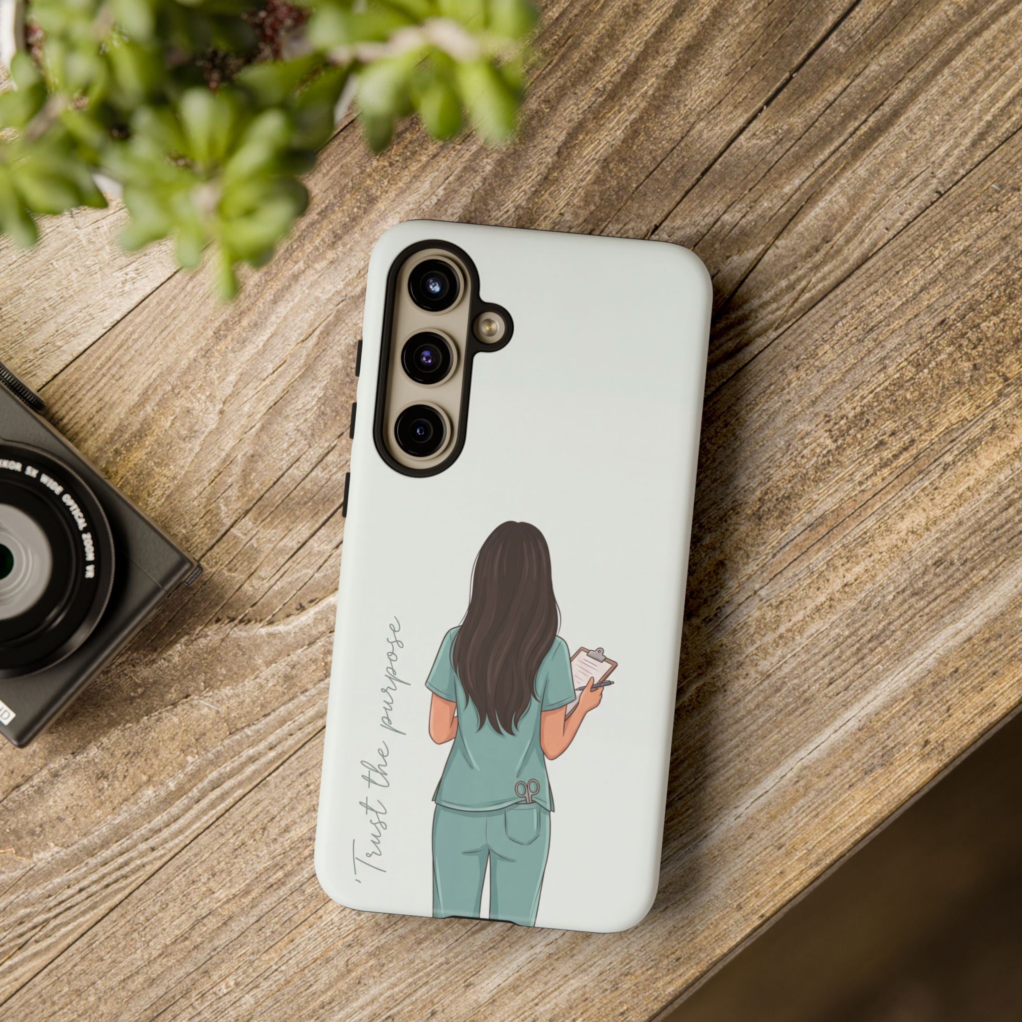 "Trust the Purpose" Nurse Phone Case | Illustrated Nurse in Scrubs Design | iPhone & Samsung