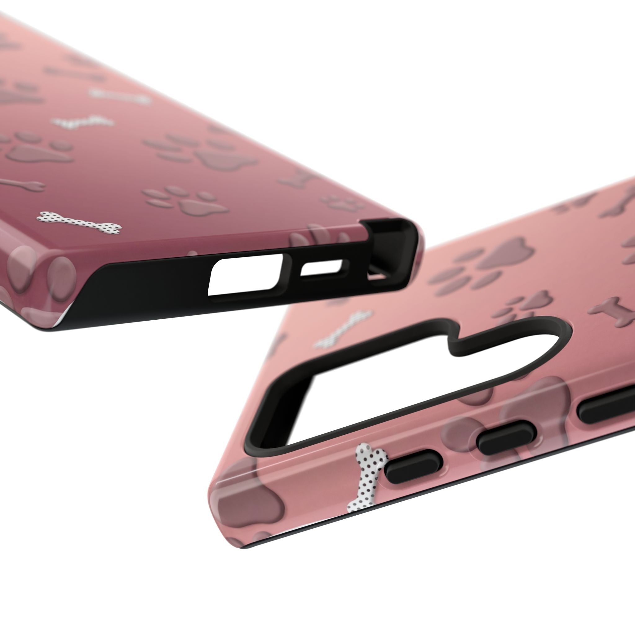 iPhone & Samsung Phone Case | Paw Print & Bone  | Dusty Rose Pattern Case for Frenchie Lovers
