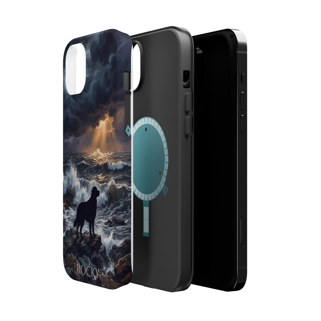 Personalized Golden Retriever Stormy Sea Phone Case — Wireless Charging Cover