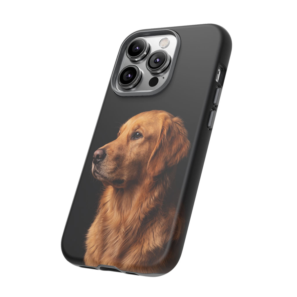 Golden Retriever Portrait Phone Case | Realistic Dog Photo on Black Background | iPhone & Samsung