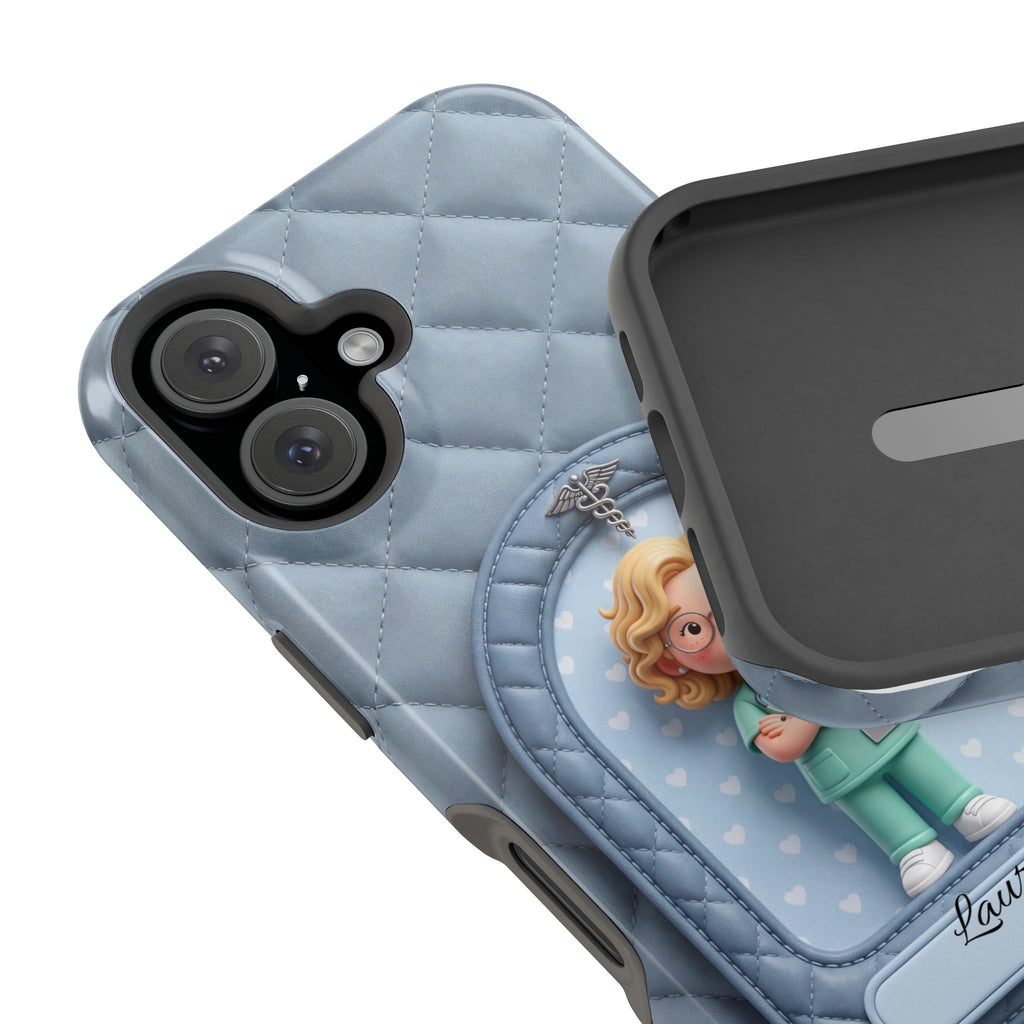 Personalized Quilted Nurse Phone Case — Wireless Charging Cover