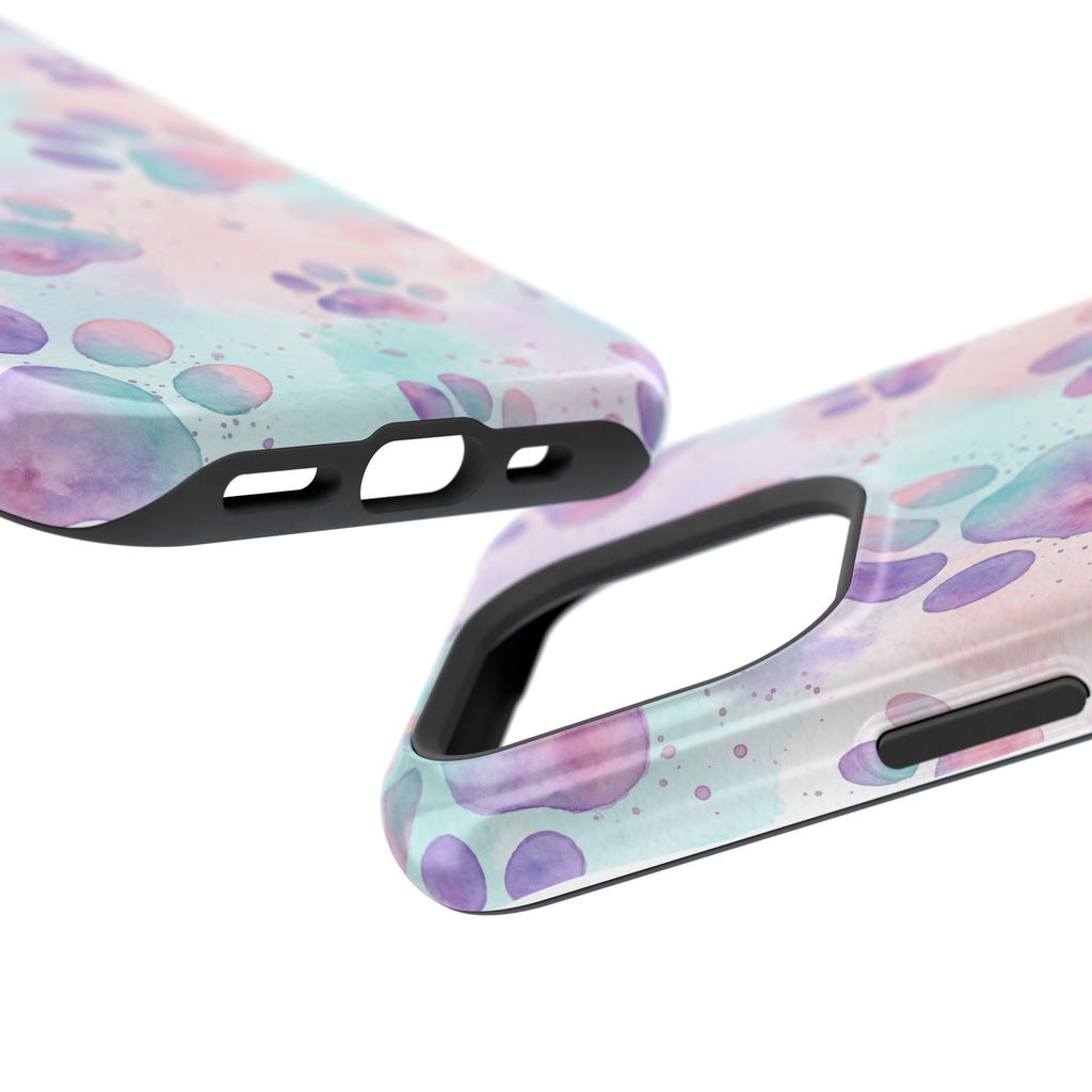 Watercolor Paw Print Phone Case — Impact-Resistant Wireless Charging Cover