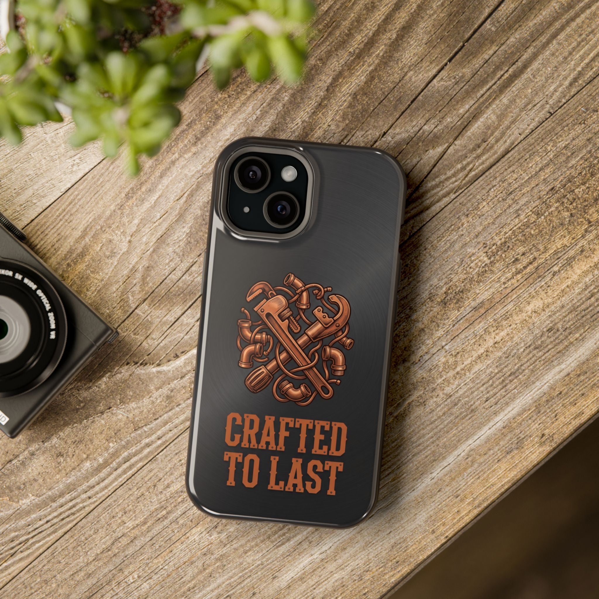 Crafted to Last Phone Case — Crossed Wrenches Wireless Charging Cover