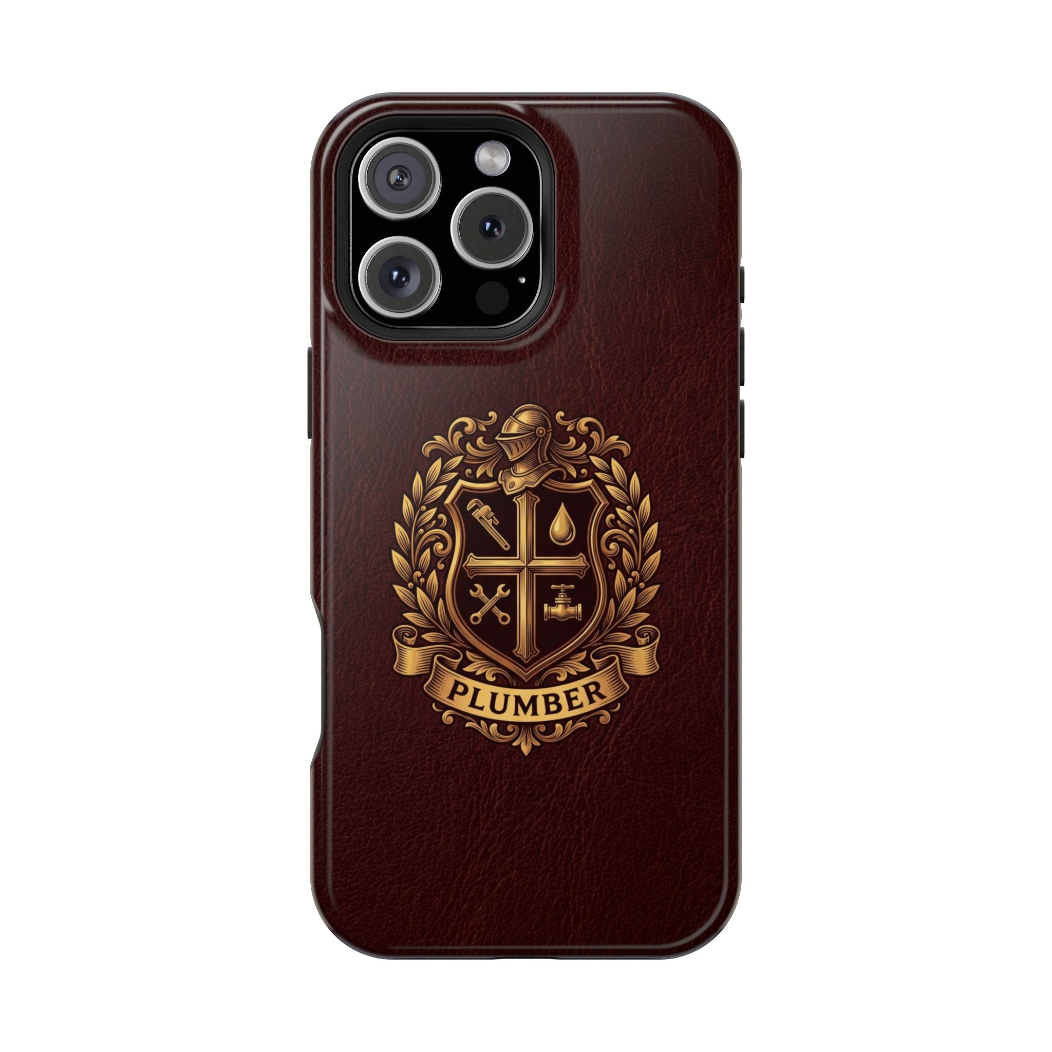 Plumber Crest Phone Case — Heraldic Shield Design Wireless Charging Cover
