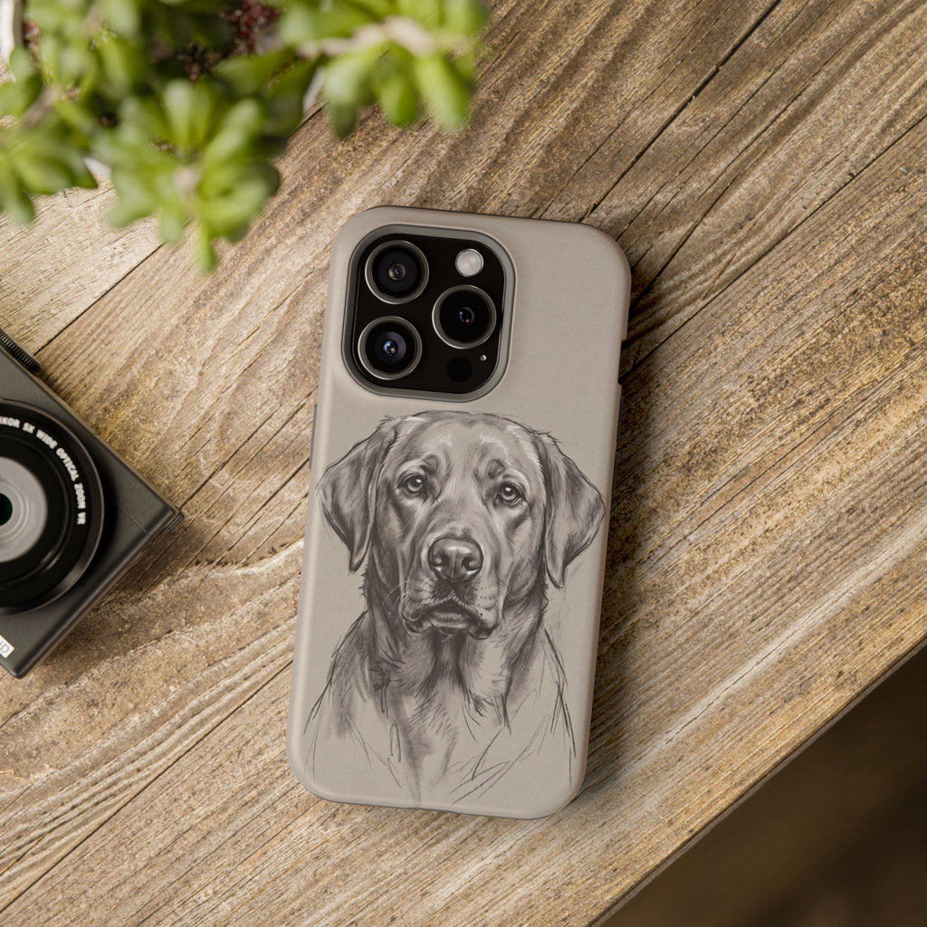 Charcoal Sketch Labrador Phone Case — Tough Magnetic Case with Wireless Charging