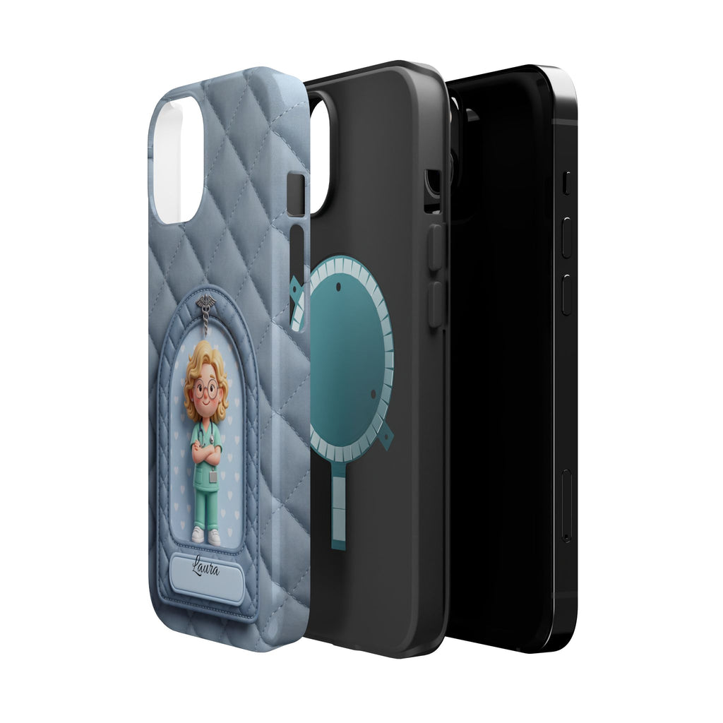 Personalized Quilted Nurse Phone Case — Wireless Charging Cover