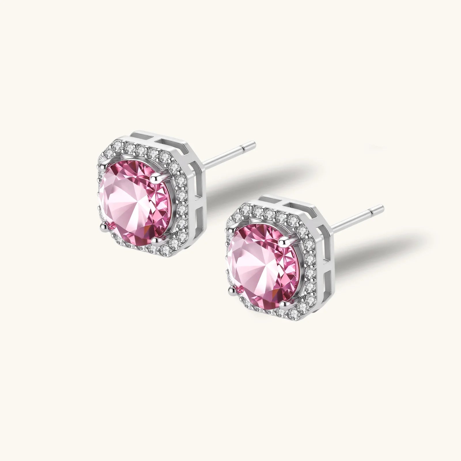 Blush Halo Moissanite Stud Earrings