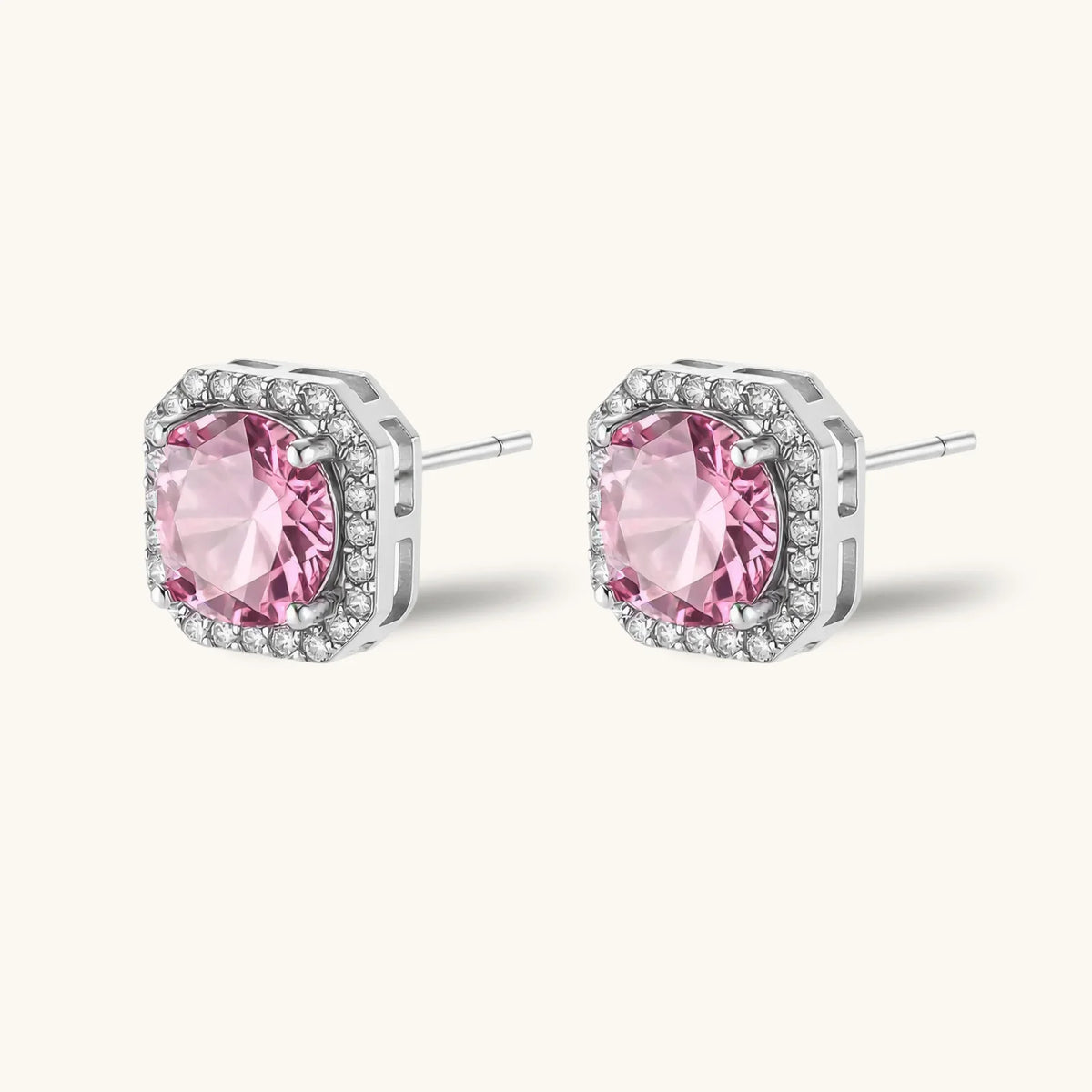 Blush Halo Moissanite Stud Earrings