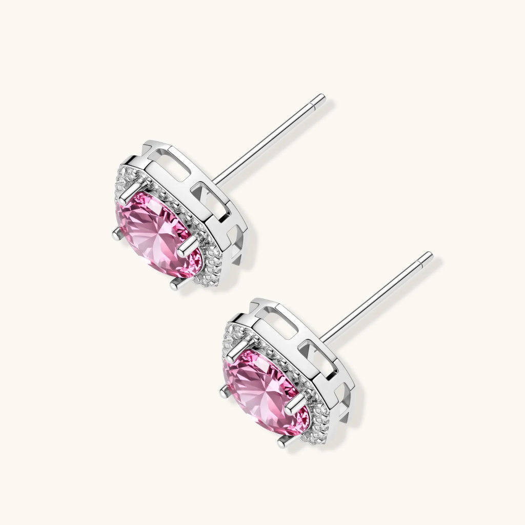 Blush Halo Moissanite Stud Earrings