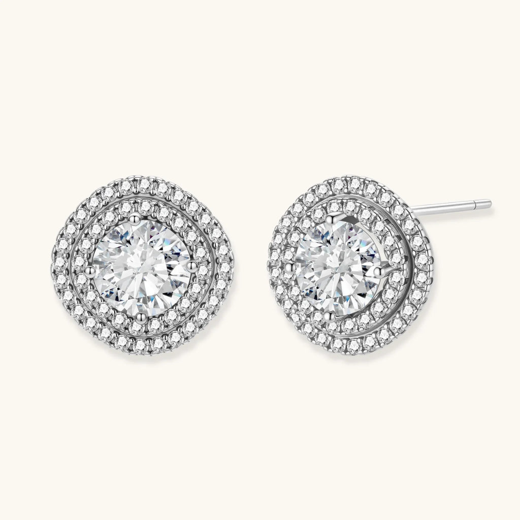 Celestial Halo Moissanite Stud Earrings