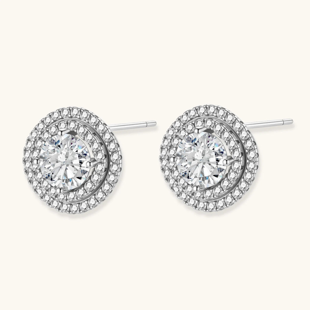 Celestial Halo Moissanite Stud Earrings