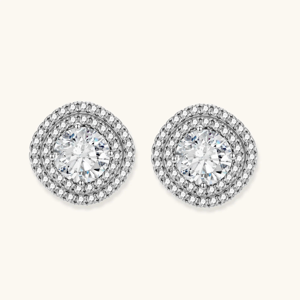 Celestial Halo Moissanite Stud Earrings
