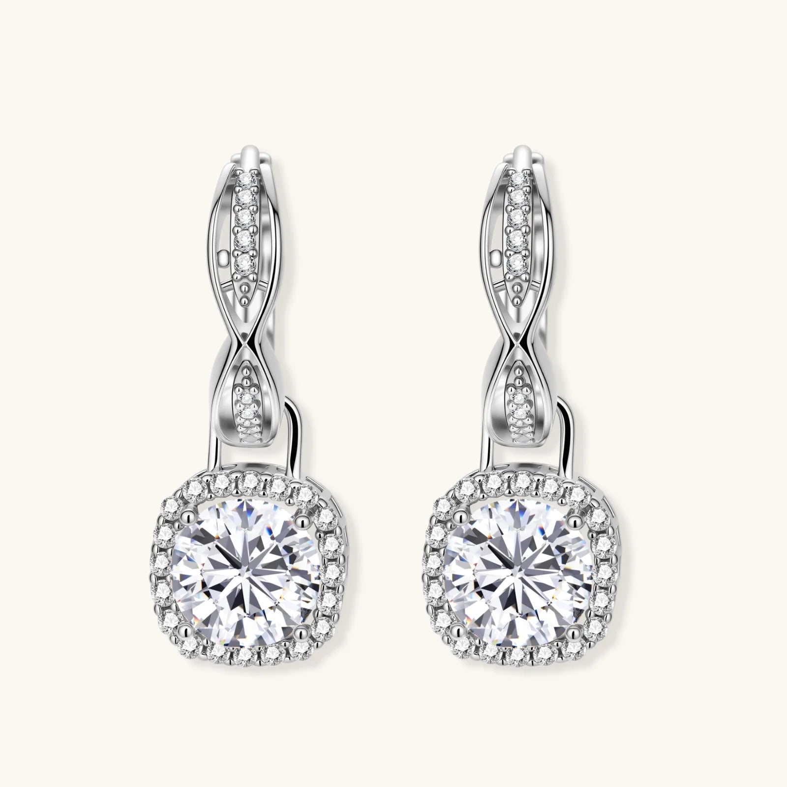 Twisted Infinity Halo Moissanite Earrings