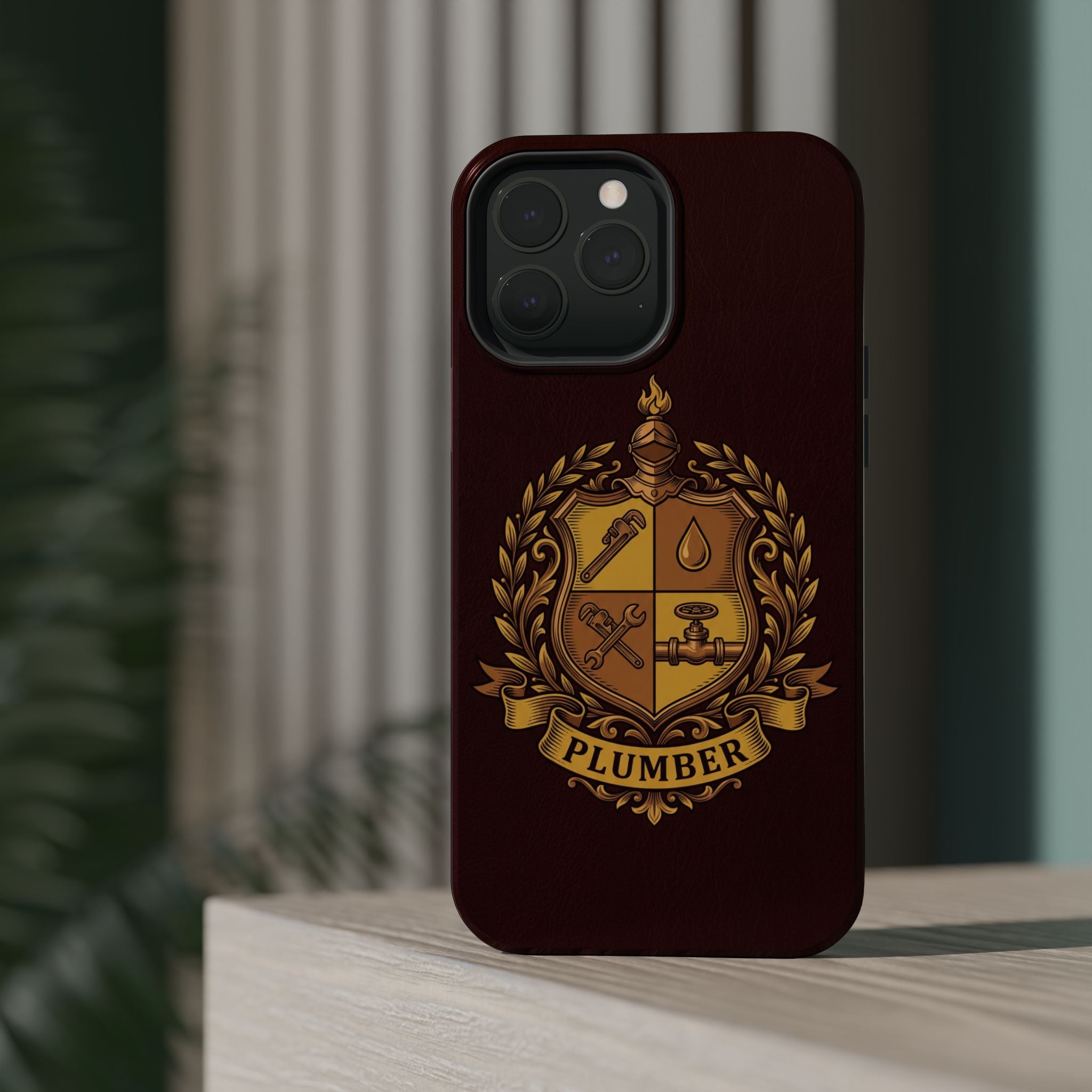 Plumber Crest Phone Case — Heraldic Shield Wireless Charging Cover